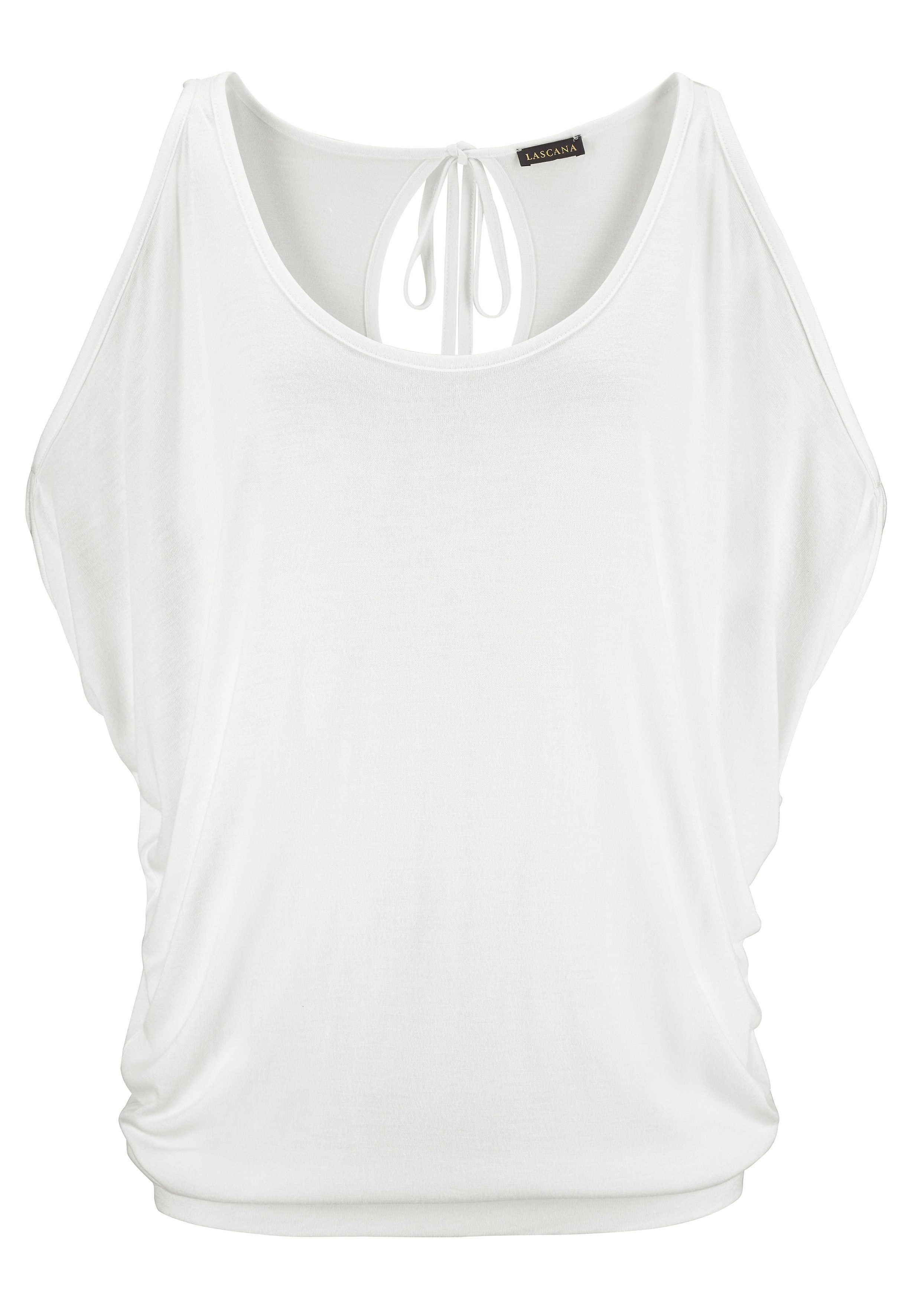 LASCANA Strandshirt mit Schulterschlitzen, Kurzarmshirt, Longshirt, günstig online kaufen