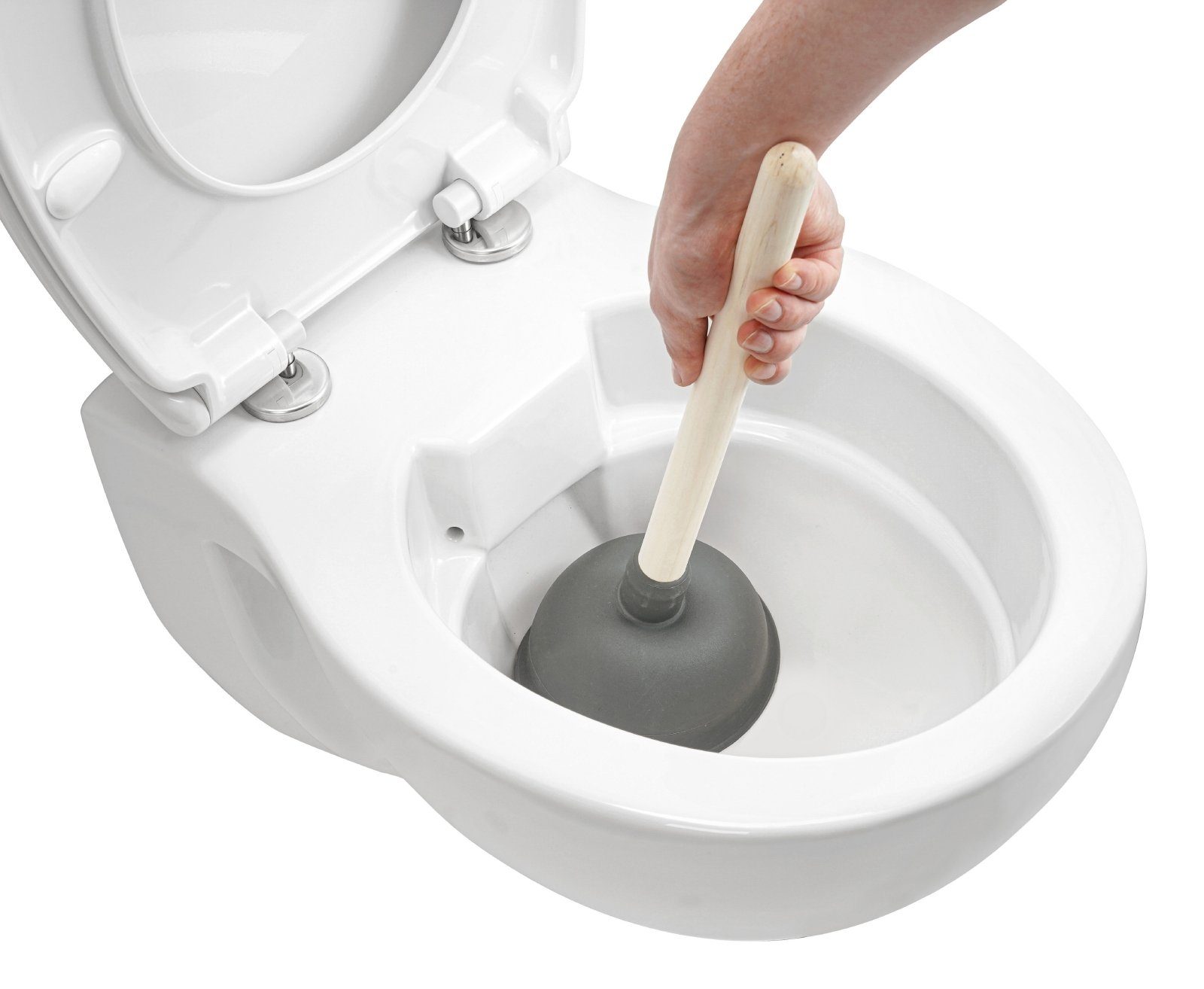 WC, L: Dusche, cm, Pümpel und Wanne, Abflussreiniger, tlg., (1 aquaSu Holzstiel), Anthrazit, 41.5 250863 Waschbecken für mit Urinal,