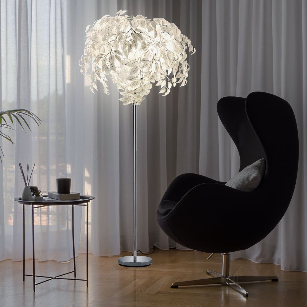 Reality Leuchten LED Stehlampe, Leuchtmittel inklusive, Warmweiß, Lampe Blätter Steh Leuchte Fußschalter Beleuchtung im Set
