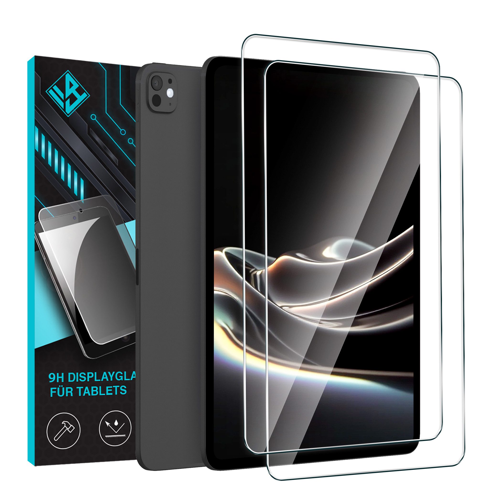 Tec-Expert Displayschutzglas 2x 9H Displayglas für Apple iPad Pro (M5) 13 2025 für Apple iPad Pro (M5) 13 2025, 2 Stück, Displayschutz, Schutzglas, Bildschirmschutz, kratz- & stoßfest