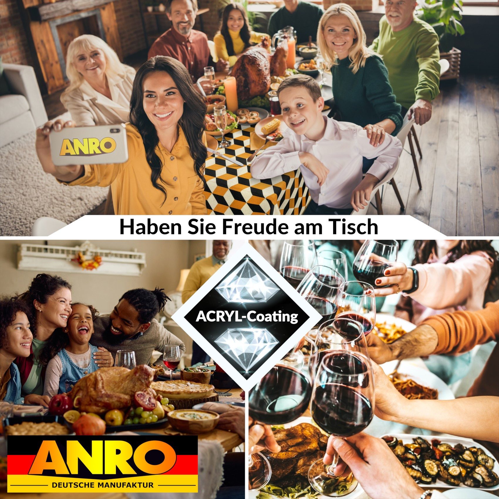 ANRO Tischdecke Stoff Digitalprint Tischtuch EasyClean günstig online kaufen