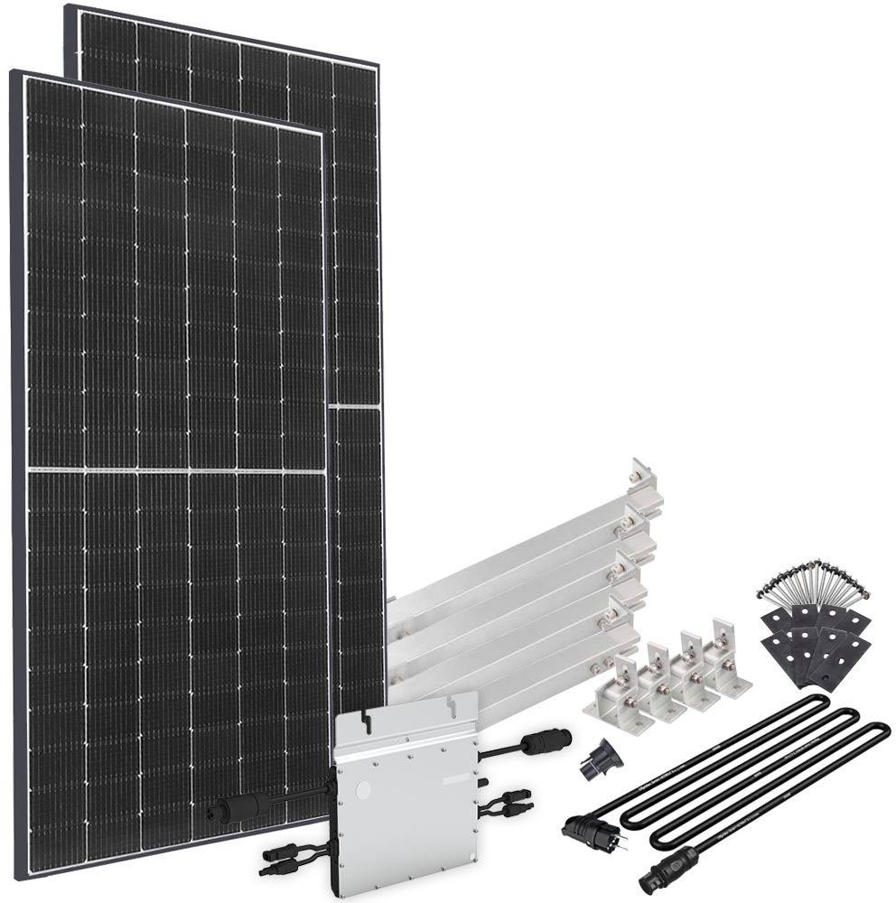 415 10 W, m Montageset für offgridtec Schukosteckdose, Solaranlage 830W Solar-Direct HM-800, Flachdach Monokristallin, Anschlusskabel,