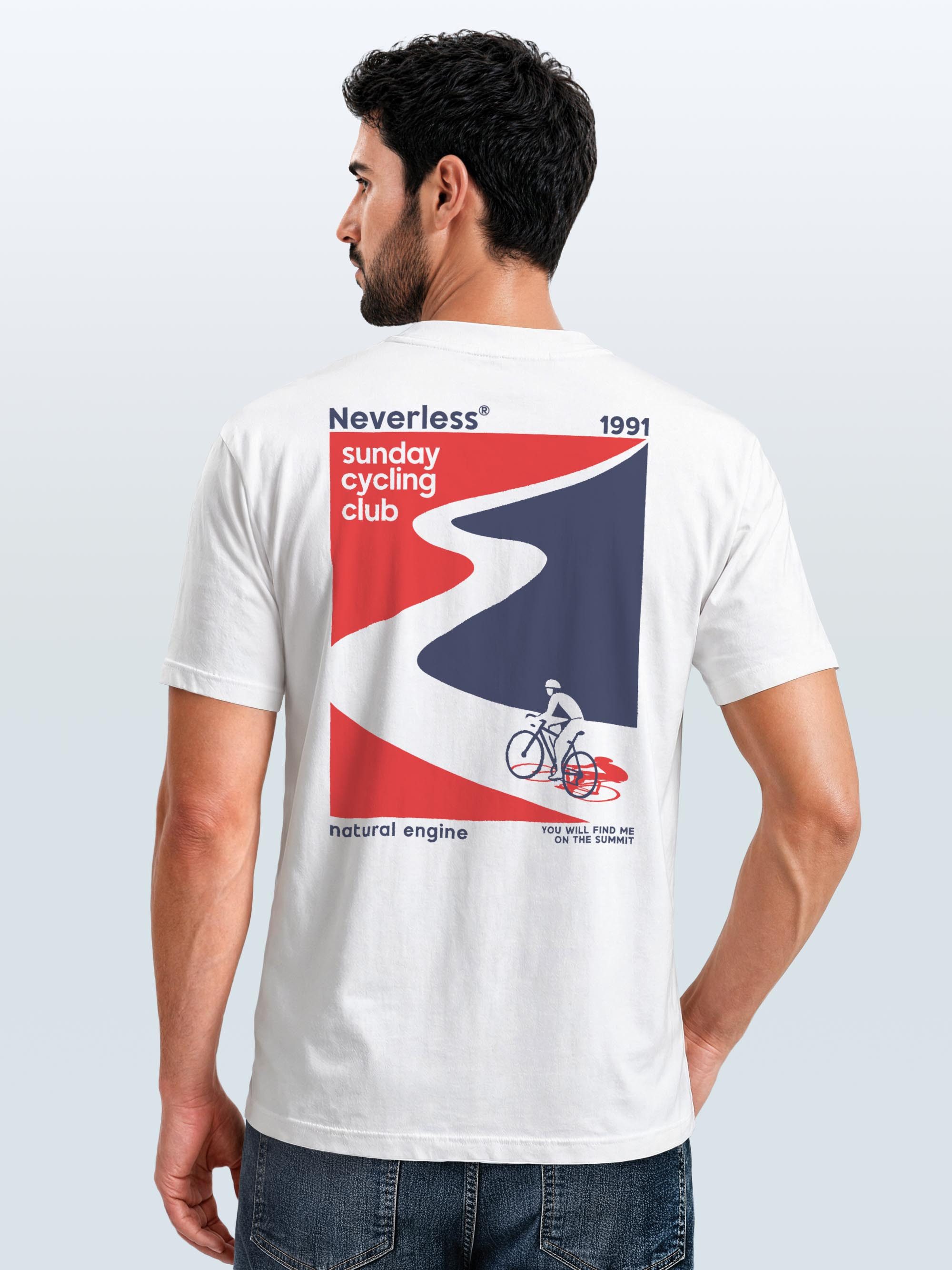 Neverless Print-Shirt Herren T-Shirt Backprint Fahrrad Bike Printshirt Sunday Cycling Club mit Print