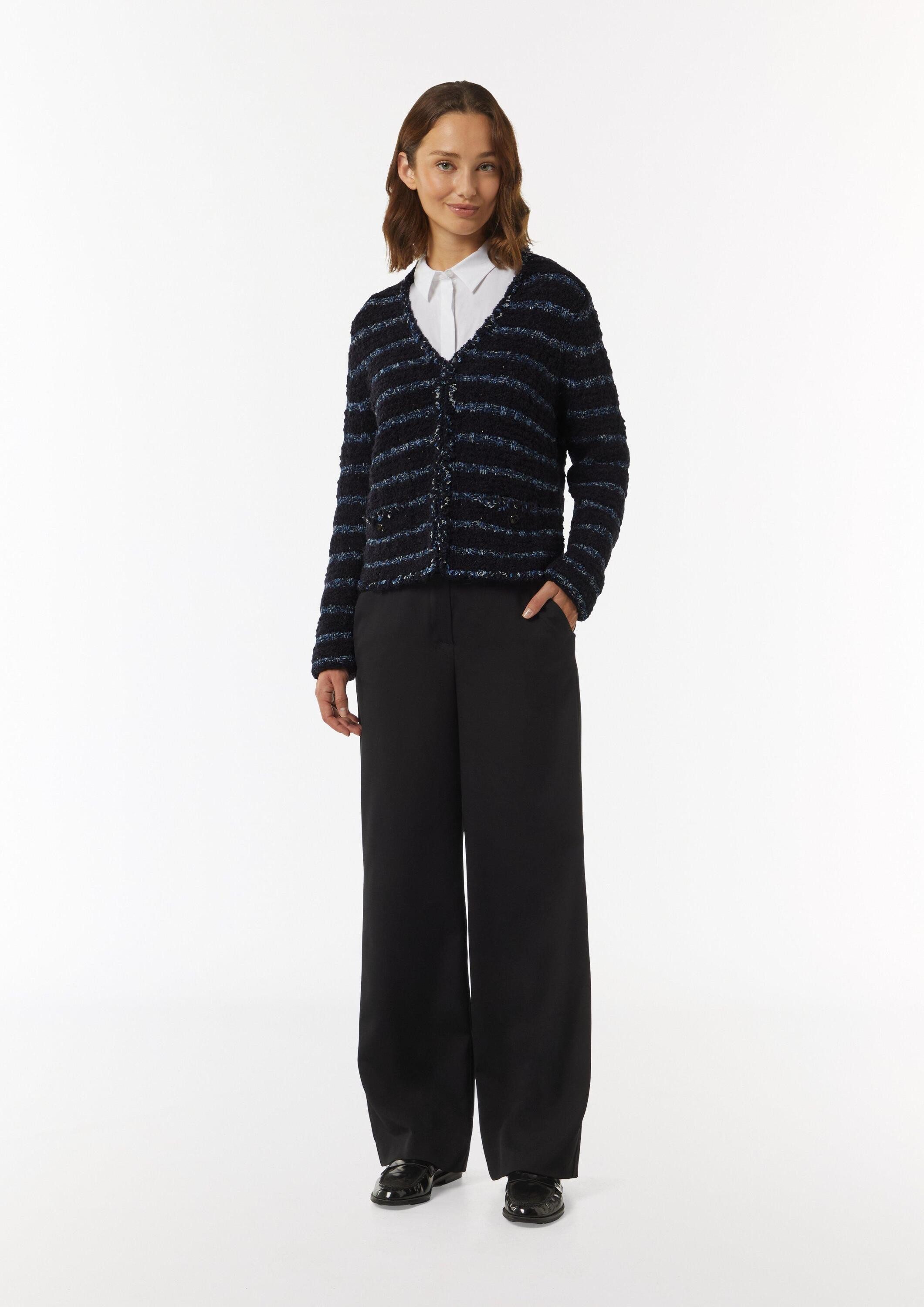 comma Cardigan Strickjacke Strickjacke aus Effektgarn mit Fransen