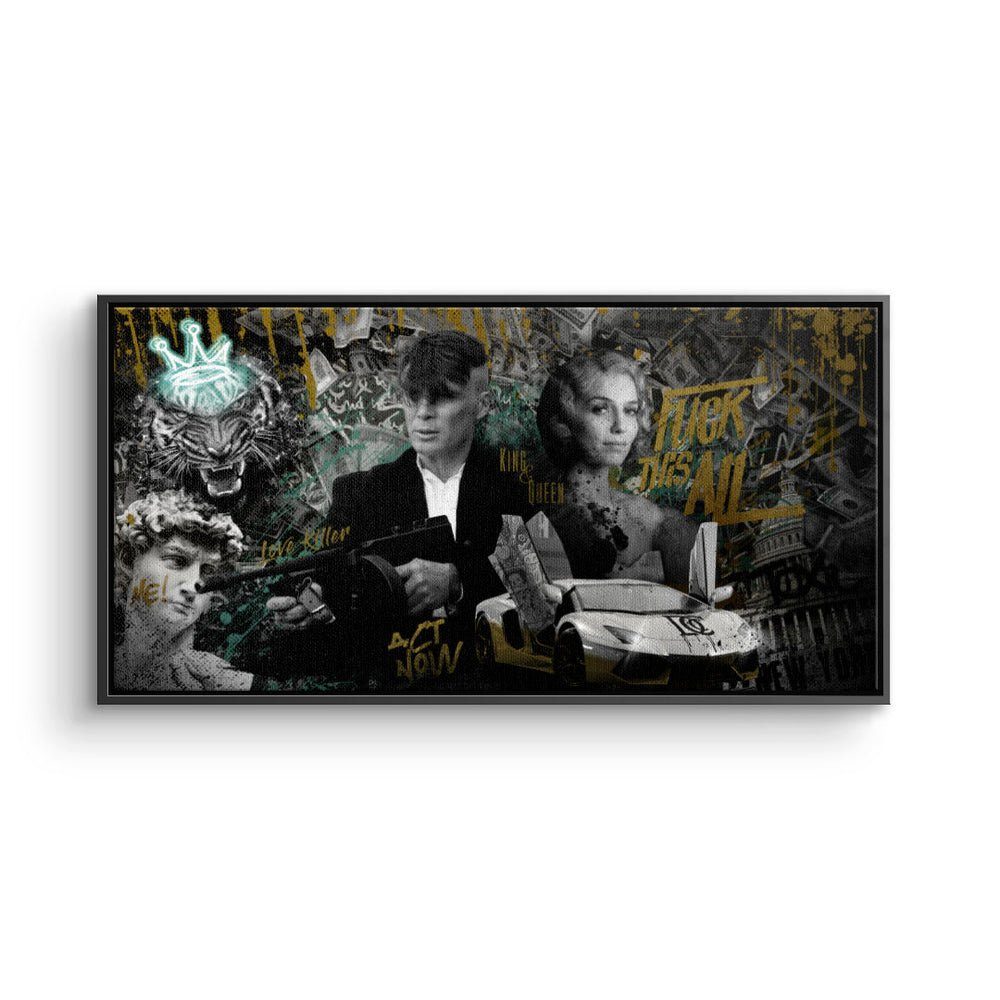 DOTCOMCANVAS® Leinwandbild, Premium Wandbild - Peaky Blinders - Erfolgsbild Panorama schwarzer Rahmen