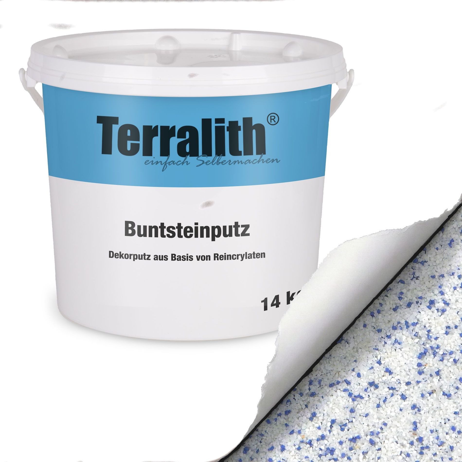 Terralith® Kunstharzputz Buntsteinputz Mosaikputz 2mm -14 kg- BSP104 (Eimer, Verarbeitungsfertig) Dekorationsputz aus Marmor-Granulat bzw. eingefärbter Körnung