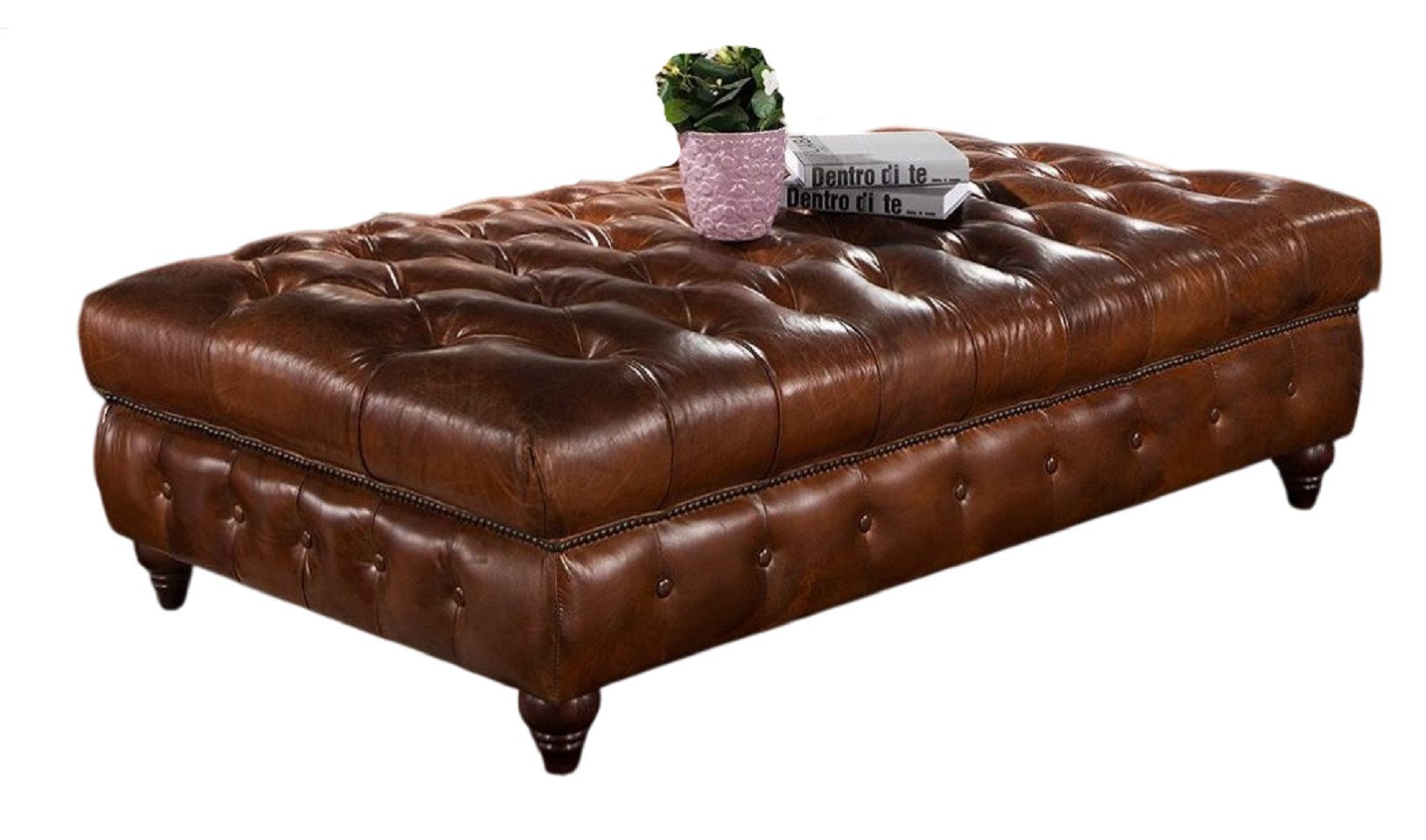 Xlmoebel Fußhocker Chesterfield Stoff Ottomane Design Sitzbank für Klub Lounge (Hocker), Hergestellt in Europa