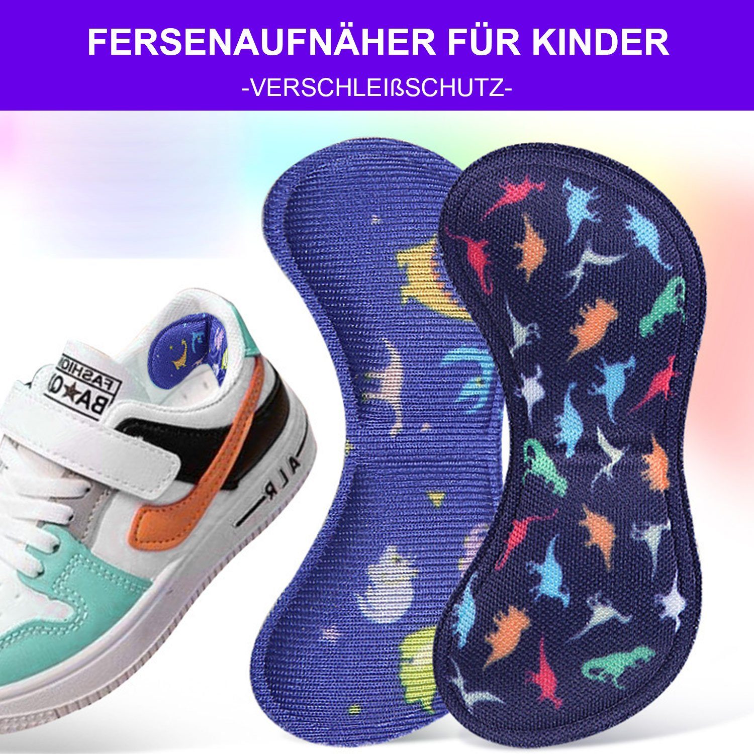 Fersenpolster Daisred Schuheinlagen Lila+Blau Kinder Paar Fersenkissen 10 Für