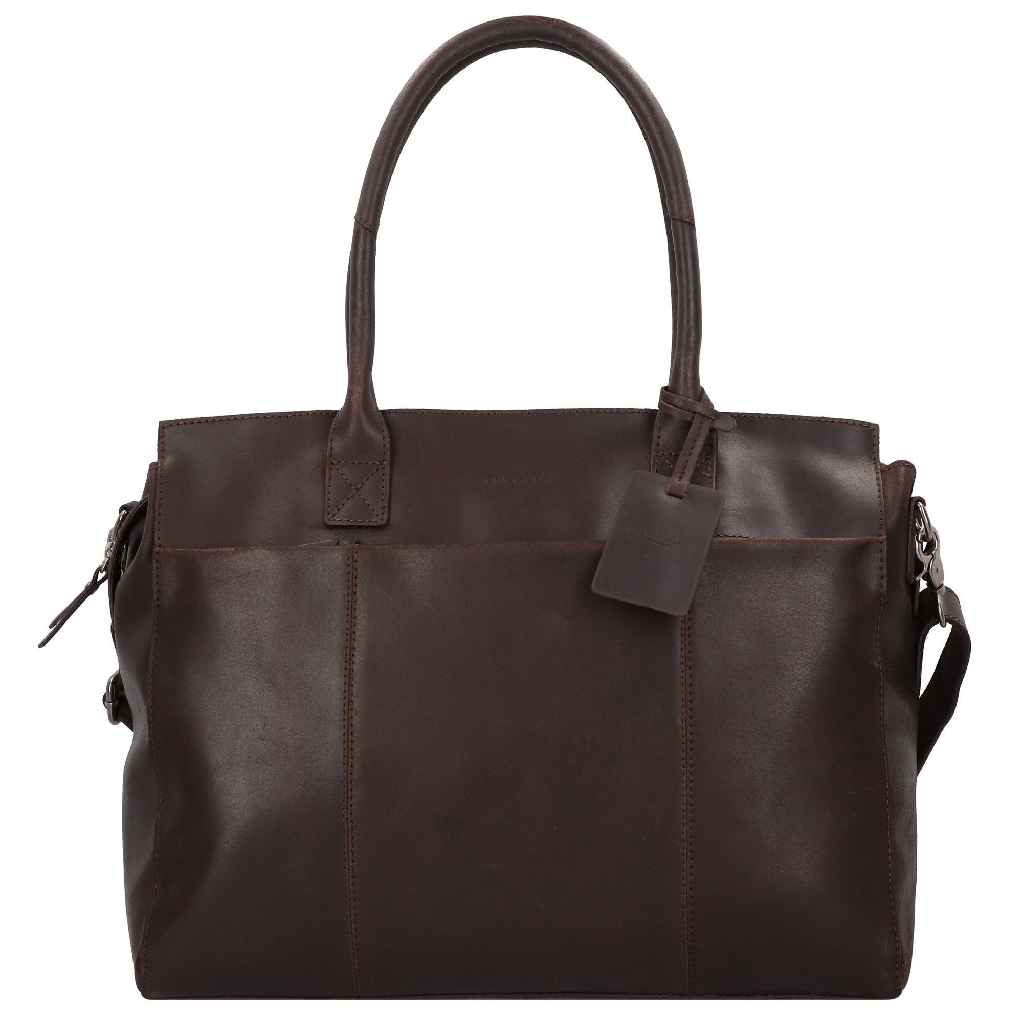 Burkely Schultertasche Vintage, Leder brown