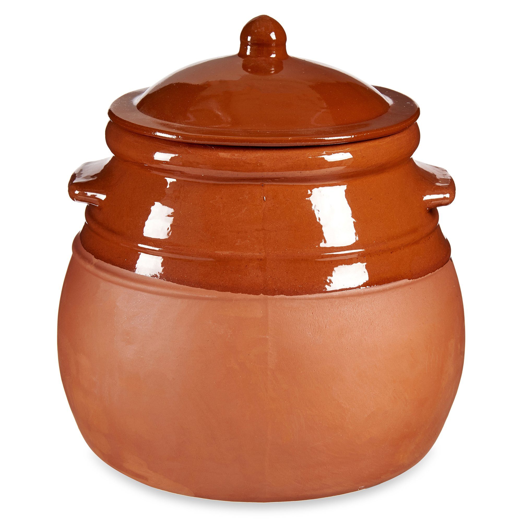 Annastore Dampfgartopf Tontopf mit Deckel- Stewpot Eintopf - Schmortopf - Tongeschirr, Topf aus Ton mit Deckel teilglasiert