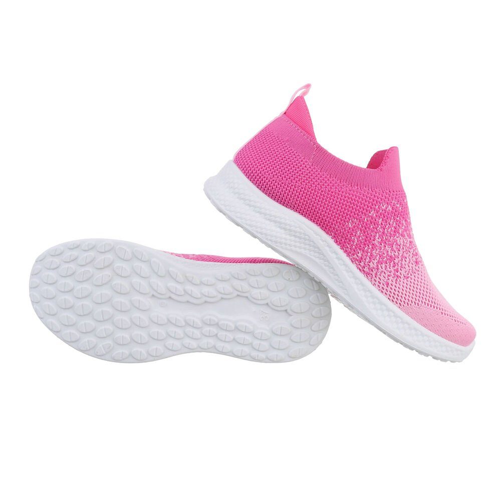 Ital-Design Damen Low-Top Freizeit Pink Flach Sneakers Low in Sneaker