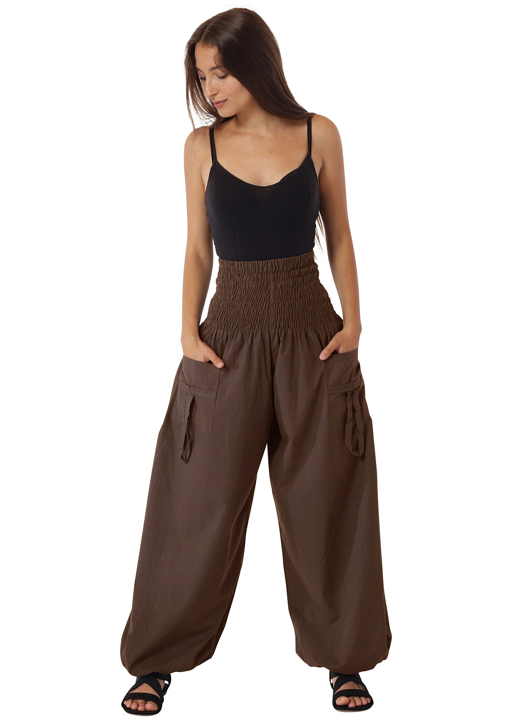 Leucht-Welten Pumphose Pumphose für Damen und Herren mit Taschen Braun für Damen wie Herren