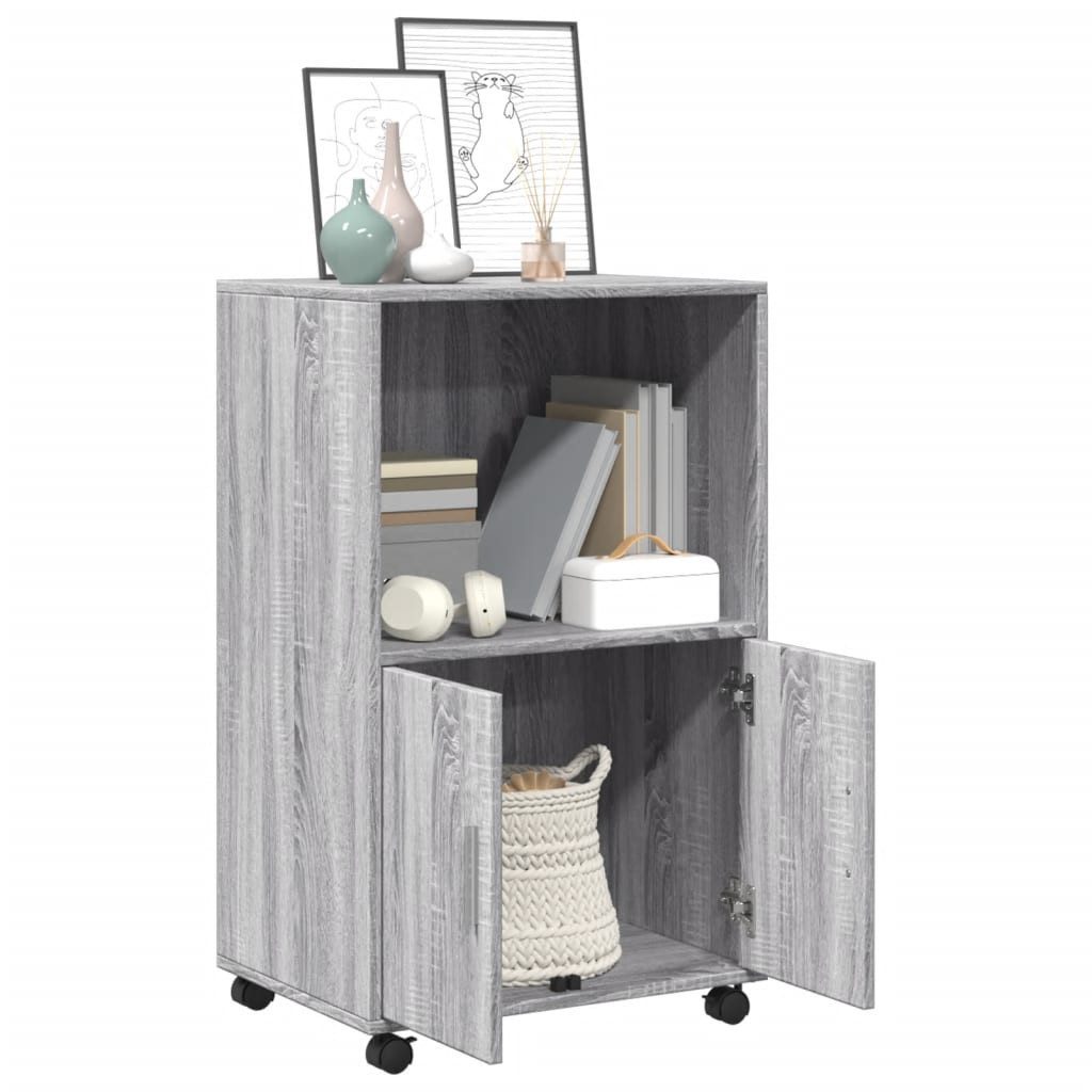 vidaXL Sideboard Rollschrank Grau Sonoma 55x40x91 günstig online kaufen