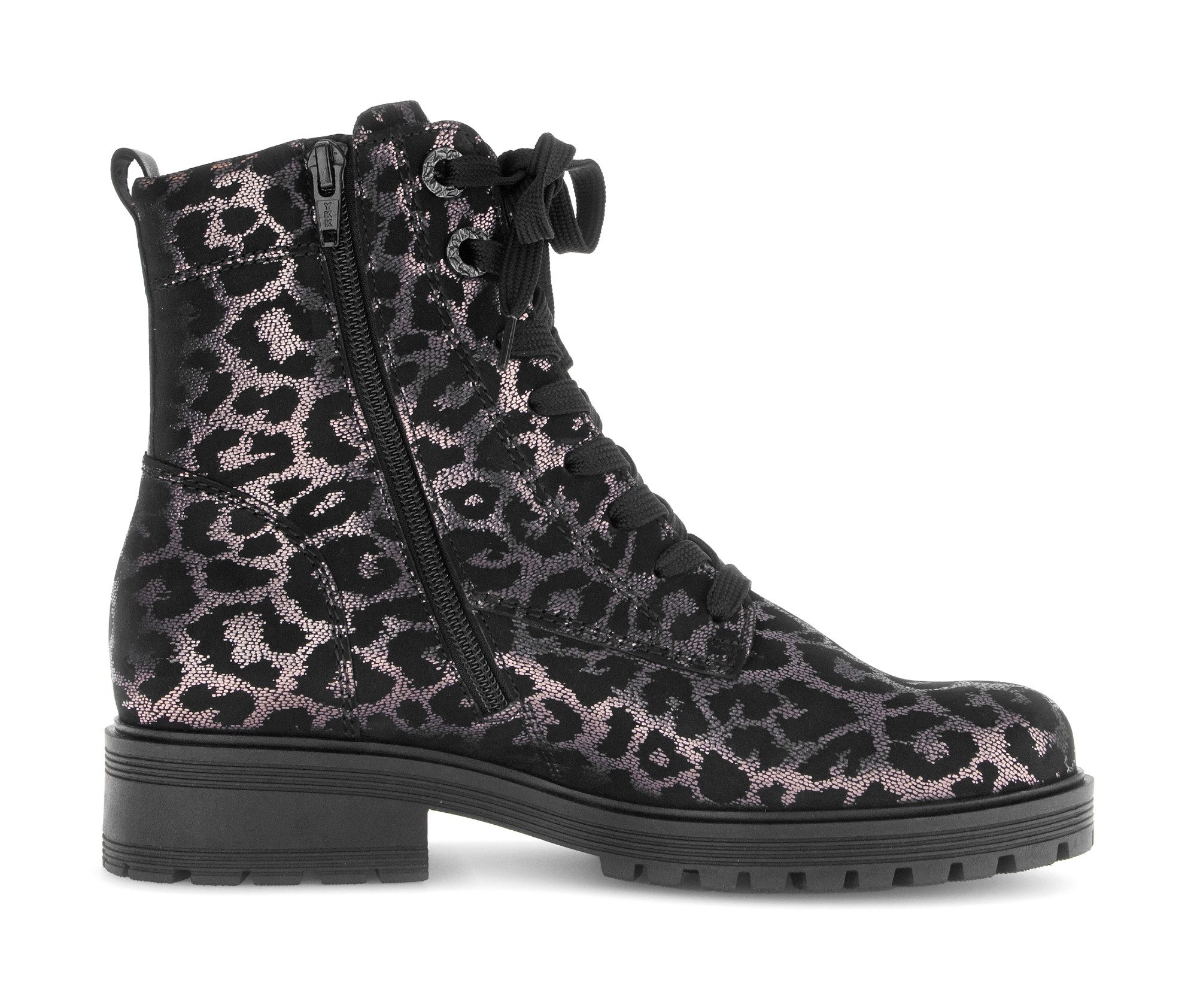Gabor PISA Schnürstiefelette, Blocakabsatz, Schnürboots im Animal-Look, Komfortweite G