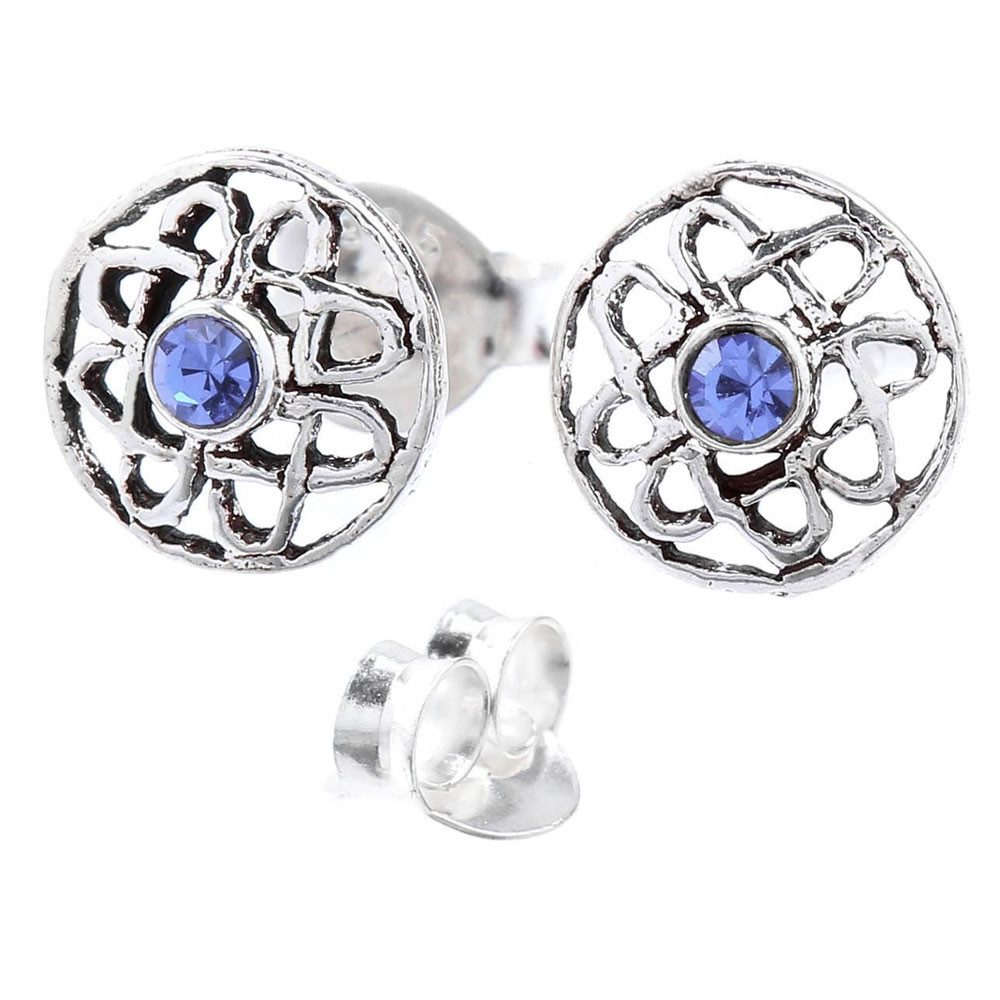 Paar Ohrstecker Ohrstecker Celtic Blue Crystal Schmuck 925er Silber