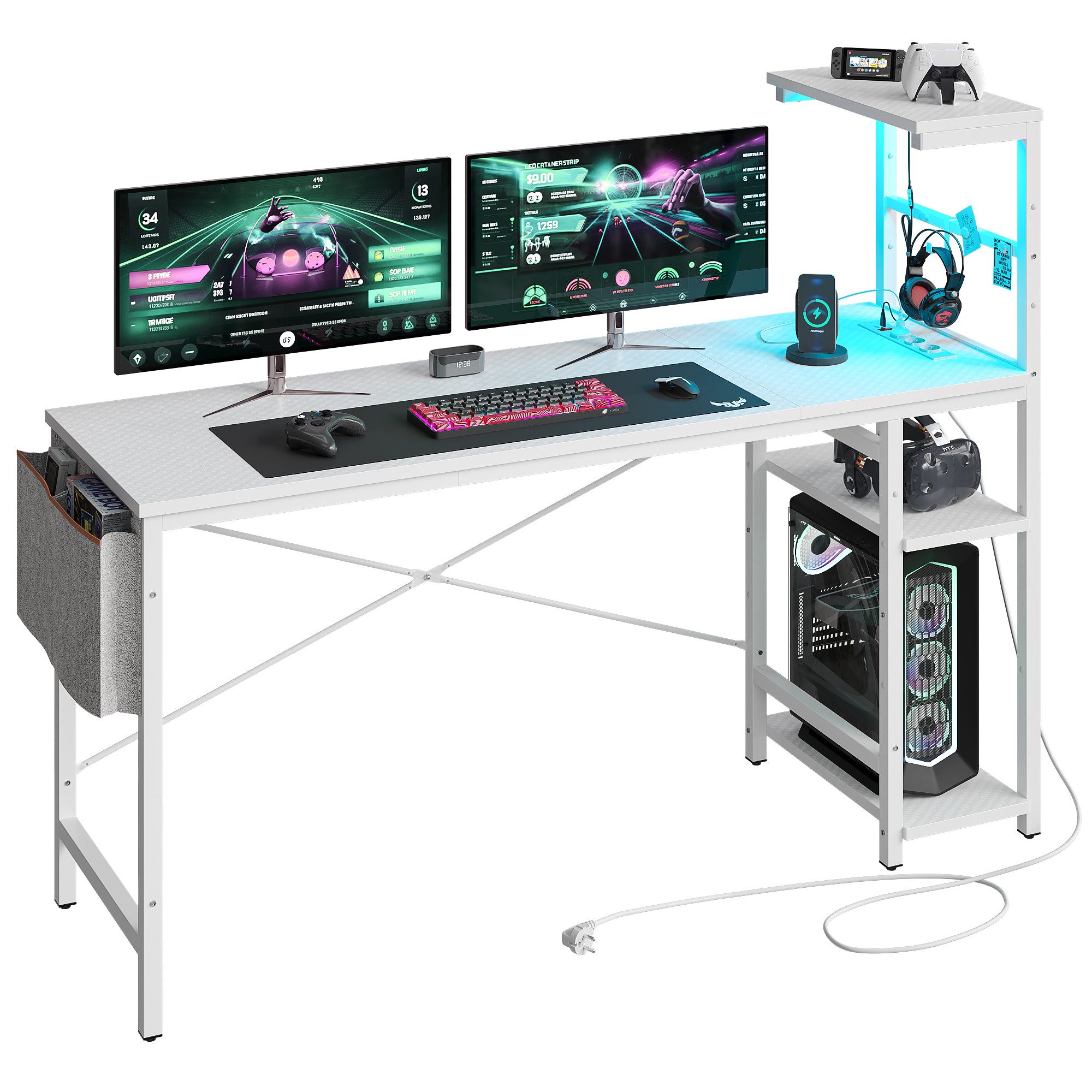 Bestier Gamingtisch Gaming-Schreibtisch mit Regalen, Stabil günstig online kaufen