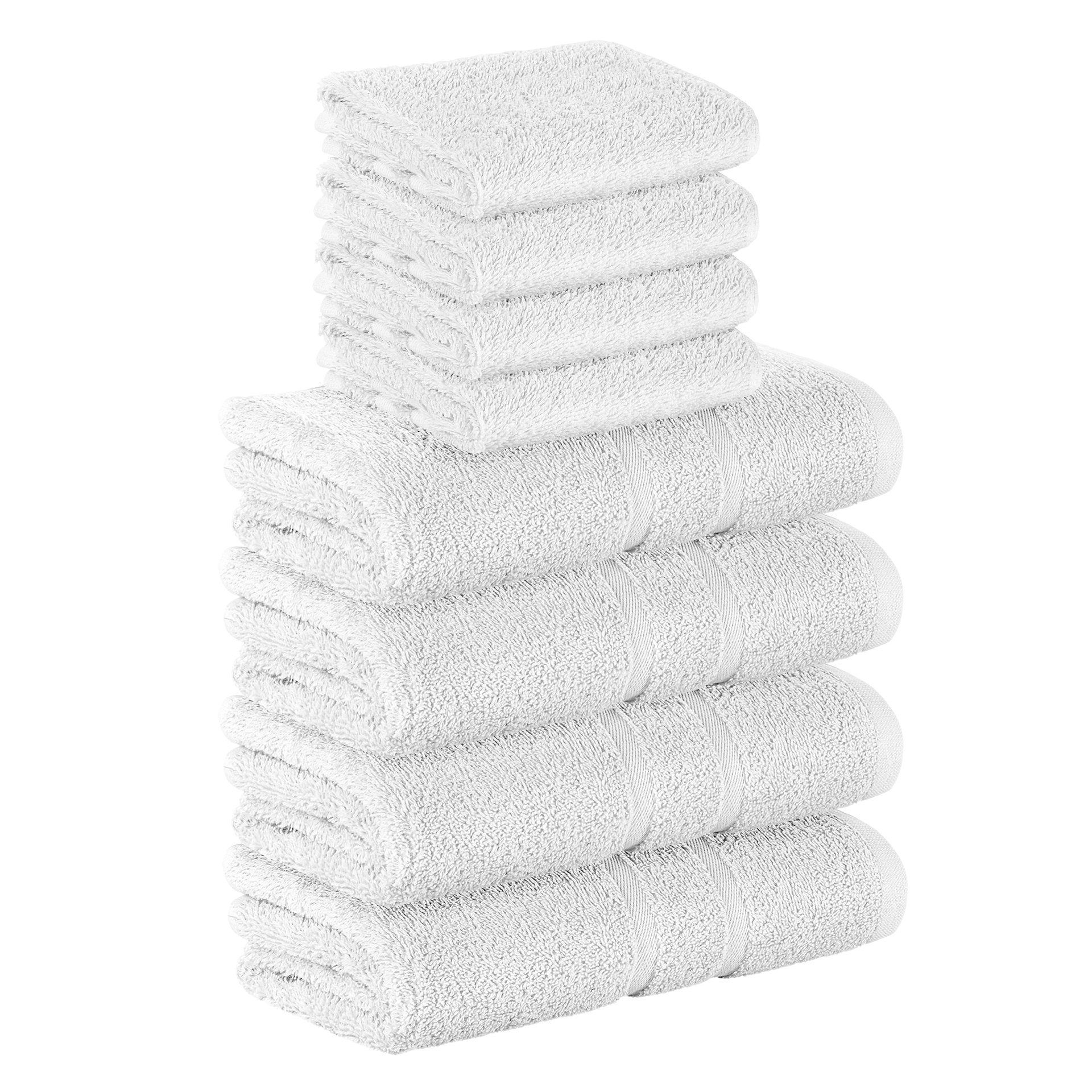 StickandShine Handtuch Set 4x Gästehandtuch 4x Handtücher als SET in verschiedenen Farben (8 Teilig) 100% Baumwolle 500 GSM Frottee 8er Handtuch Pack, 100% Baumwolle 500 GSM Weiß