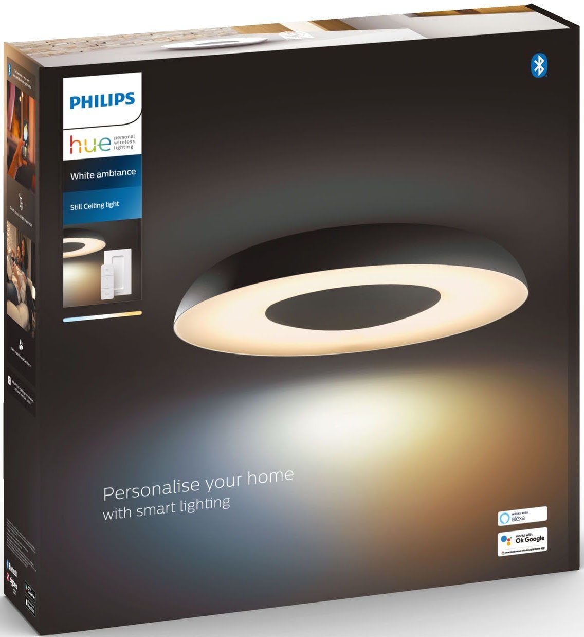 Philips Hue LED LED Still, Warmweiß Deckenleuchte fest Dimmfunktion, integriert