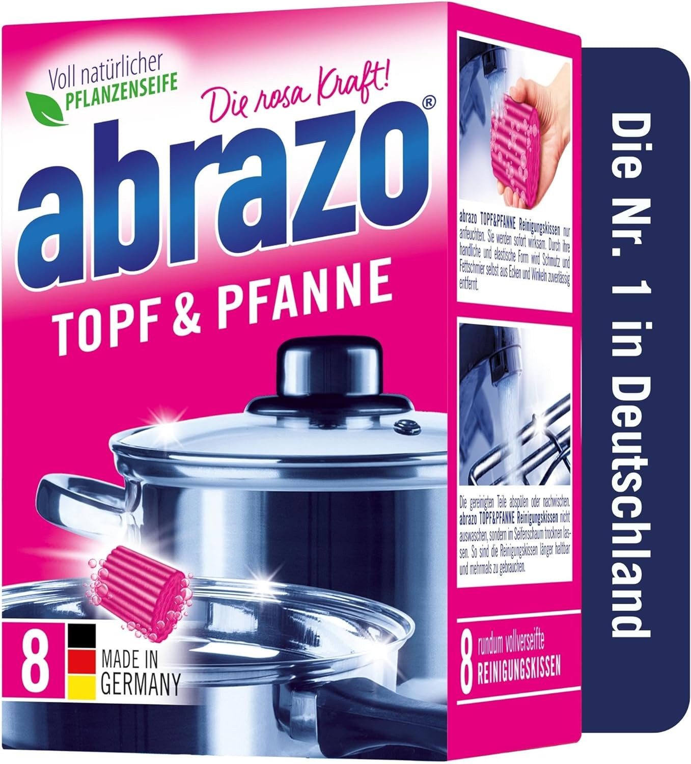 abrazo Geschirrschwamm Topf & Pfanne 8 Reinigungskissen für Töpfe, Grill & Backofen, 8Stk.