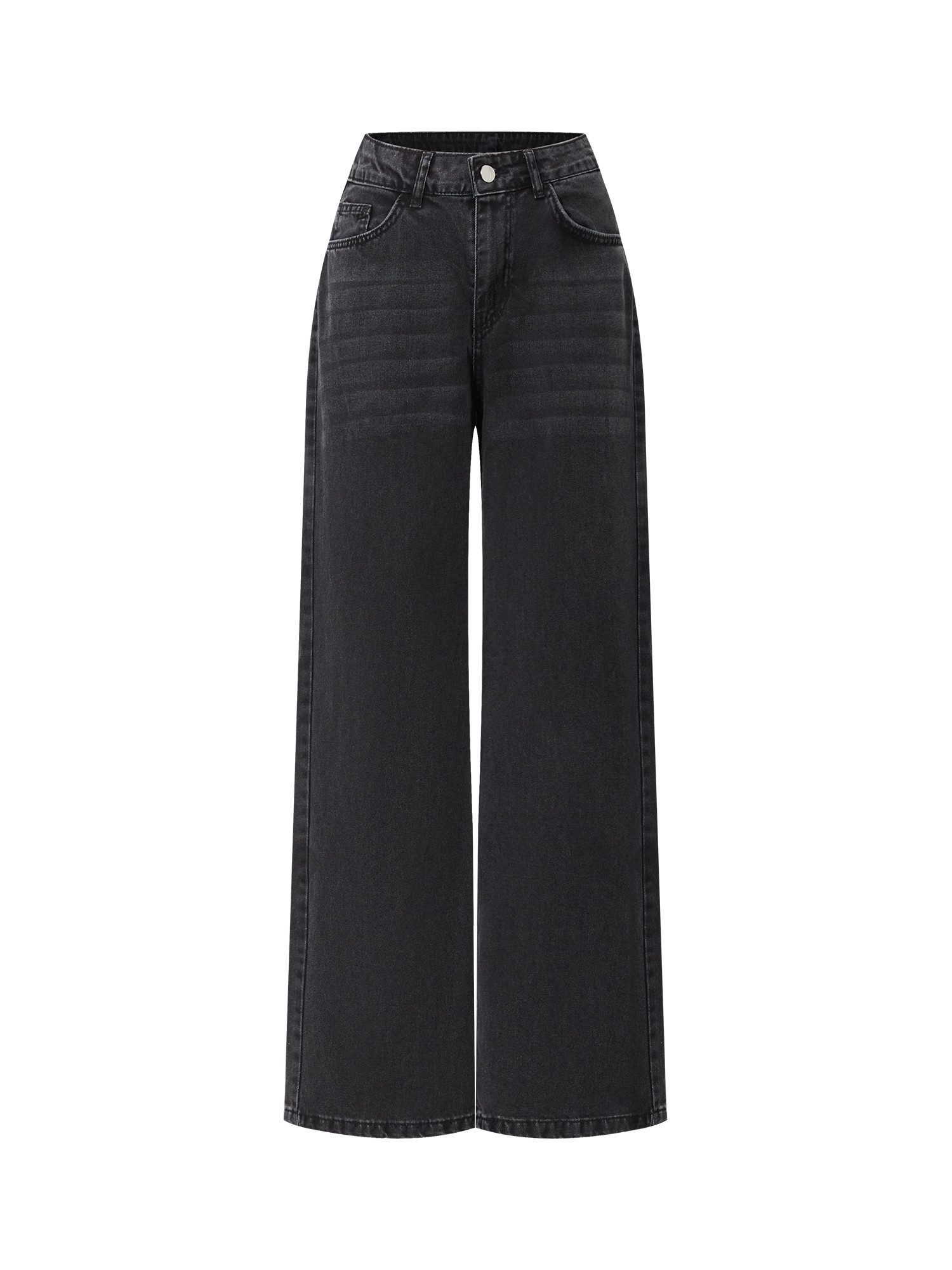 Boyfriend-Jeans Damen Low-Waist Wide Leg Jeans aus Baumwolle Denim Baggy mit Waschung