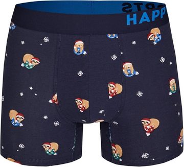 HAPPY SHORTS Trunk 2 Happy Shorts Pants Jersey Trunk Herren Boxershorts Boxer Motiv Faultier auf der Weihnachtskugel (1-St)