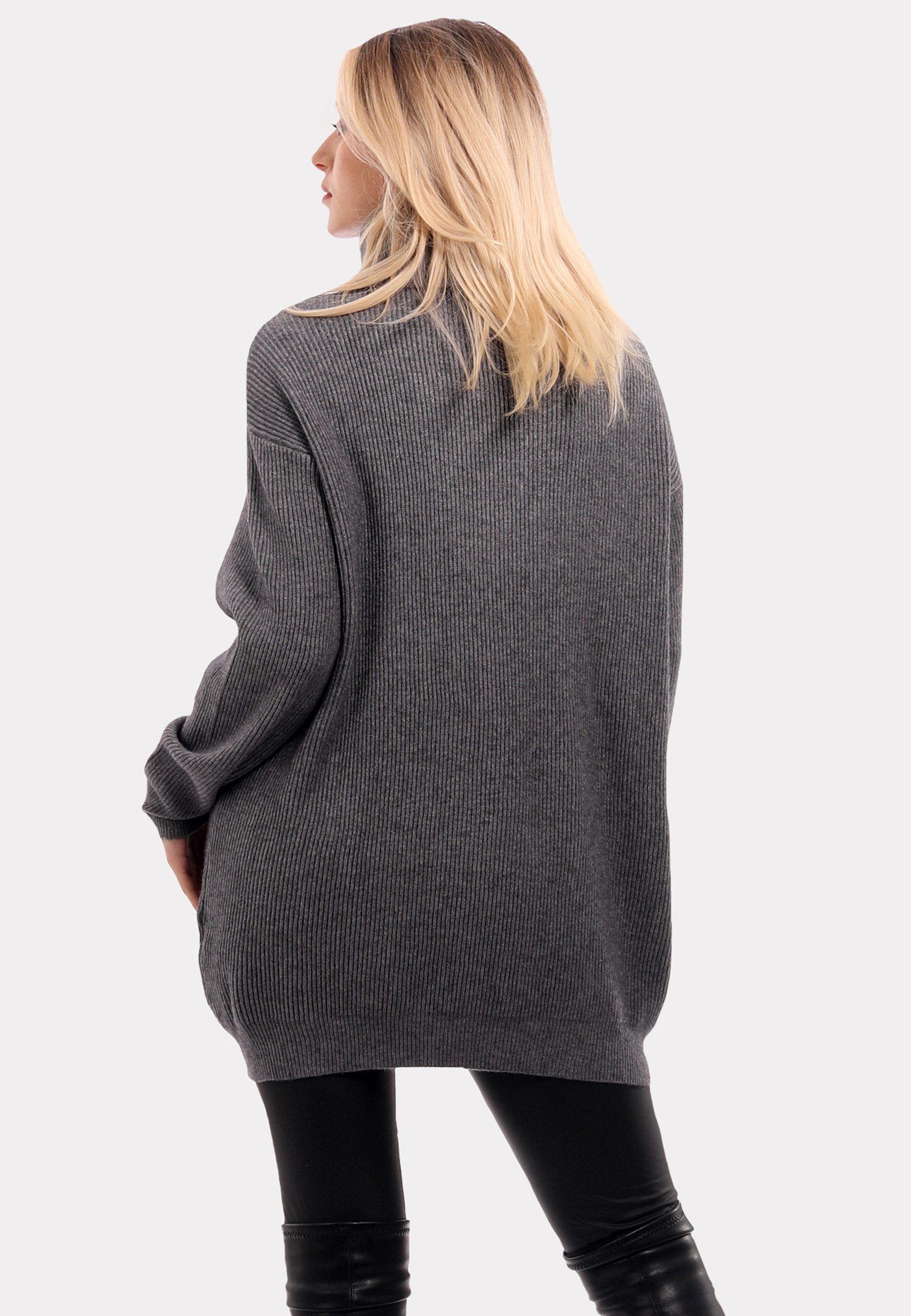 Rollkragenpullover & Fashion in YC " "Chic Sweater (1-tlg) grau Style Unifarbe Turtleneck