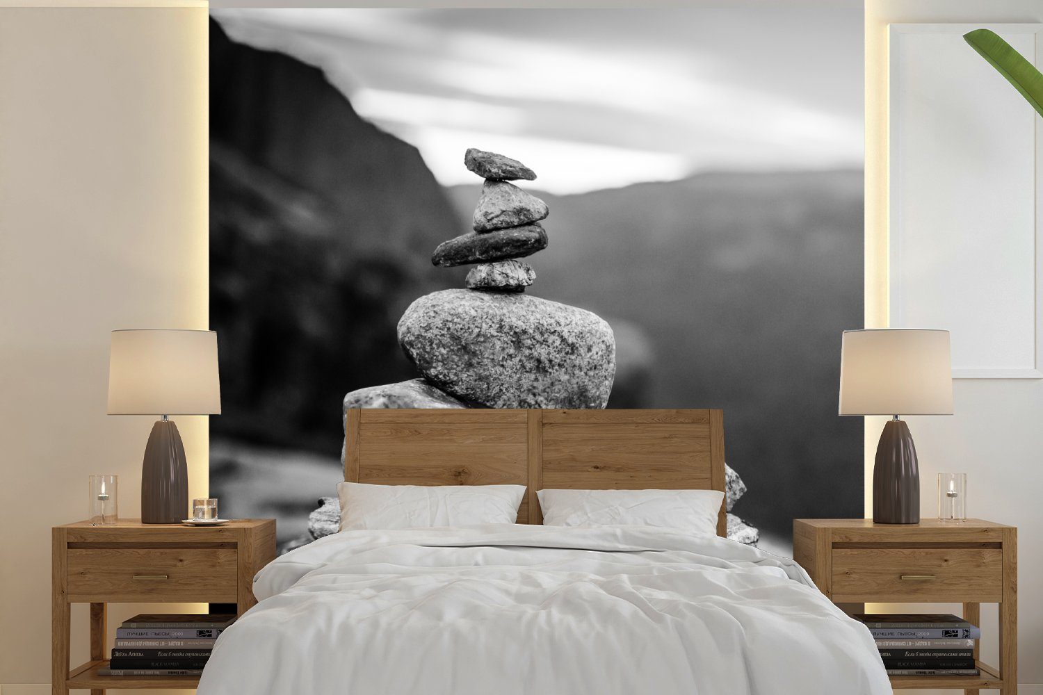 MuchoWow Fototapete Balancierende Steine in Norwegen, Matt, bedruckt, (4 St), Vliestapete für Wohnzimmer Schlafzimmer Küche, Fototapete