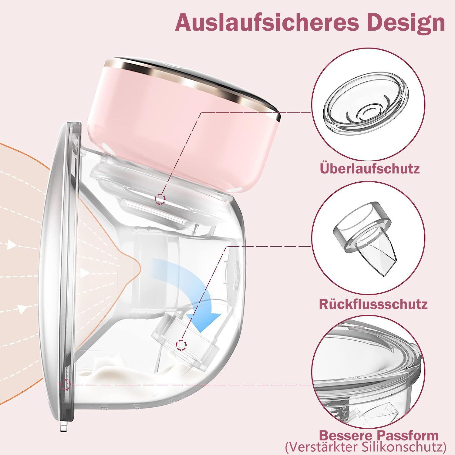 ANYSUN Elektrische Milchpumpe Milchpumpe Tragbar Freihändig,Brustpumpe Milch mit 3 Modi und 9 Stufen, tragbar Milchpumpe,LED Intelligentem Display, 2-tlg., Ultra Leise Wiederaufladbare,Fassungsvermögen 180ml