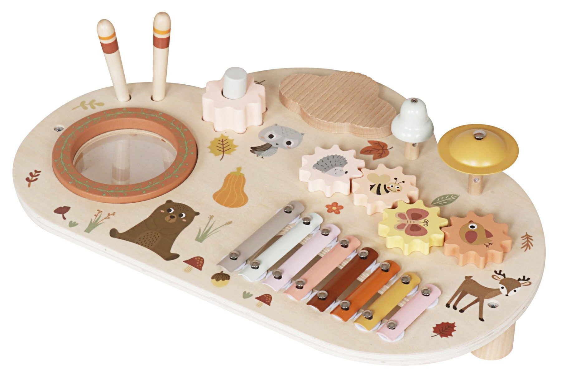 TikTakToo Motorikbrett Motorik Musik Board Holz – 7-in-1 Lernspielzeug für Kinder, Montessori Holzspielzeug, Musik, Motorik, Kreativität & sichere Farben