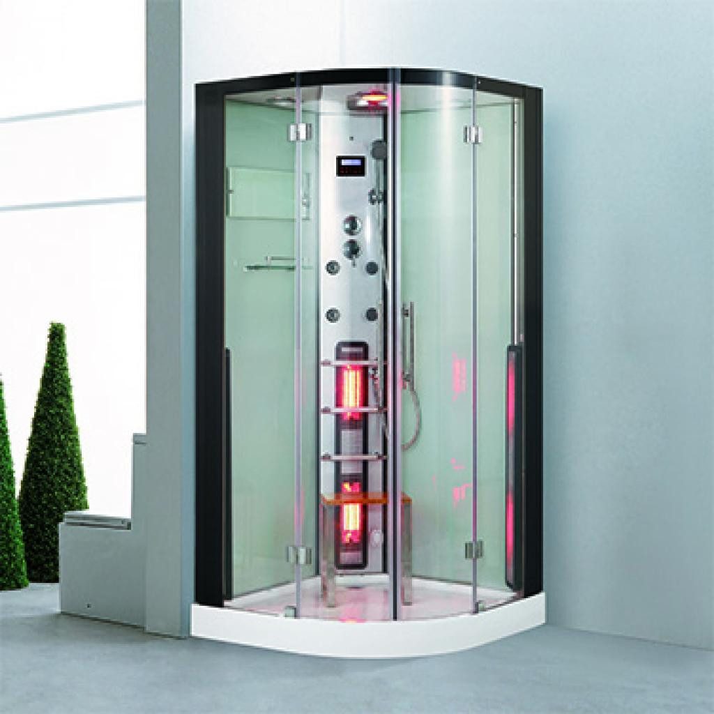 PureHaven Dampfdusche 2in1, Infrarotsauna 100x100 cm mit Tropenbrause, Massage & Zubehör