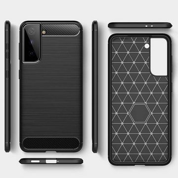 CoolGadget Handyhülle Carbon Handy Hülle für Samsung Galaxy S21 FE 6,4 Zoll, robuste Telefonhülle Case Schutzhülle für Samsung S21 FE Hülle