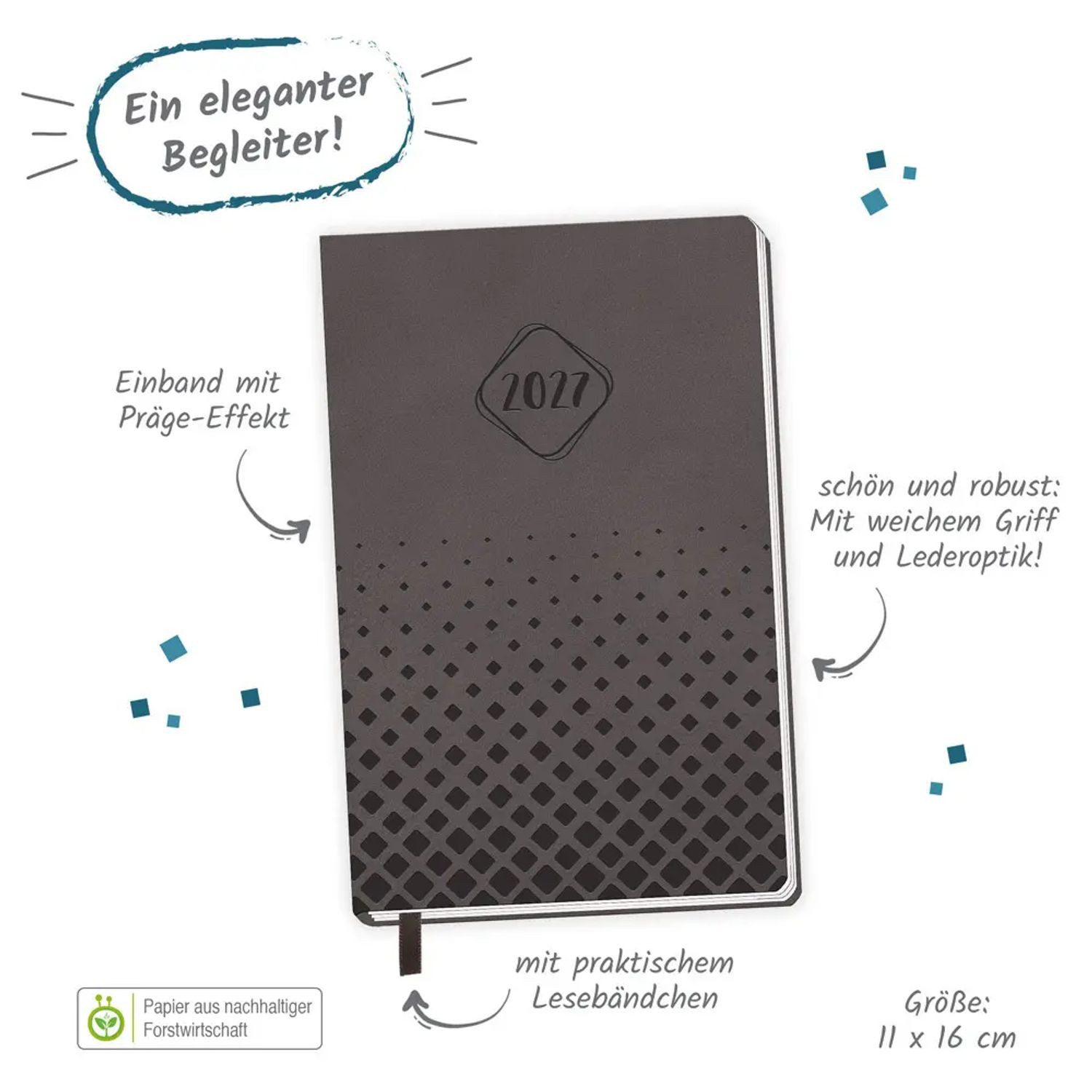 Trötsch Verlag Taschenkalender TRÖTSCH - Taschenkalender A6 Soft Touch Anthrazit 2027