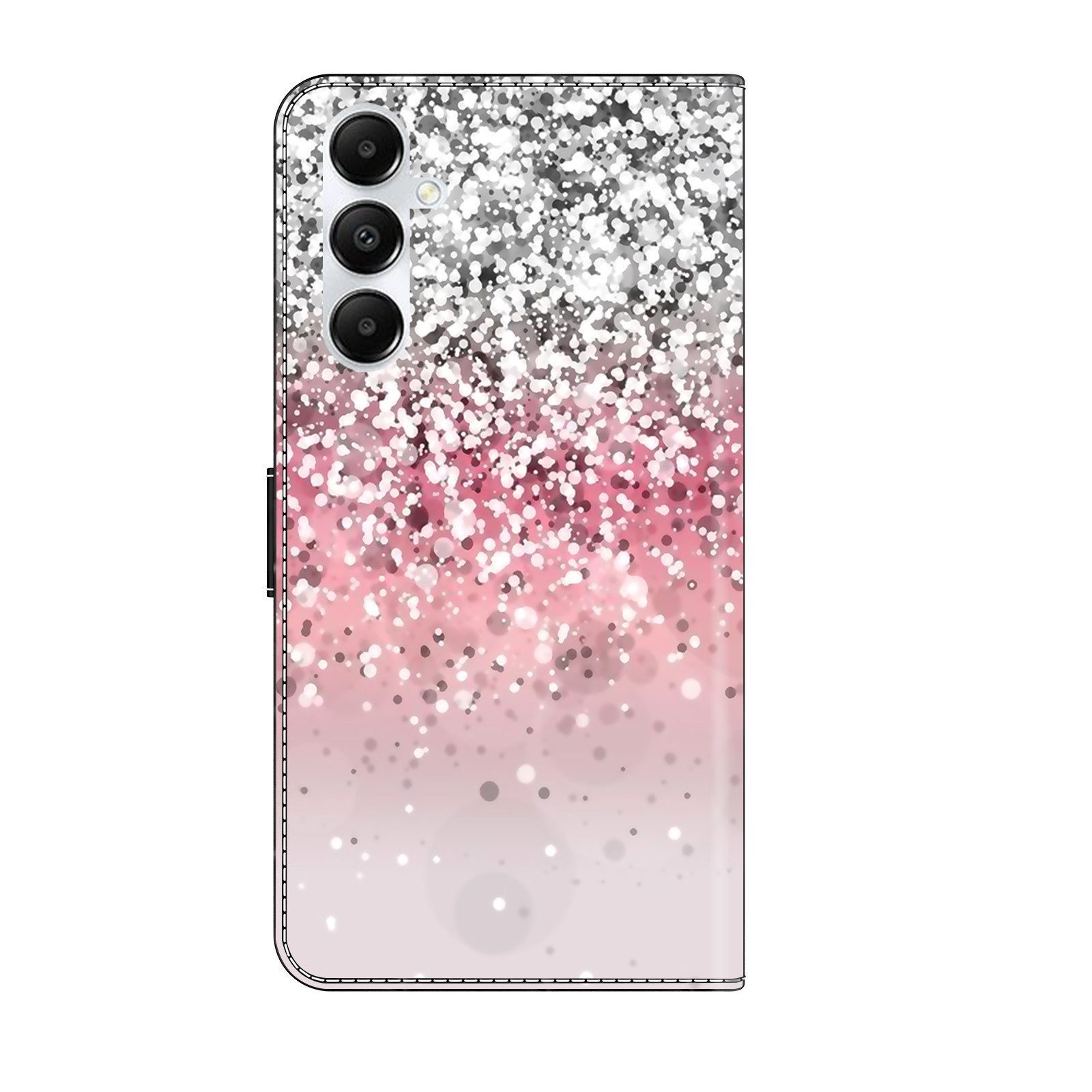 CLM-Tech Handytasche für Samsung Galaxy A37 5G Hülle aus PU Leder Klapphülle (silber und rosa, 1-tlg., Flip Case), Magnetverschluss, Standfunktion und Kartenfäc – Bild 4 von 5