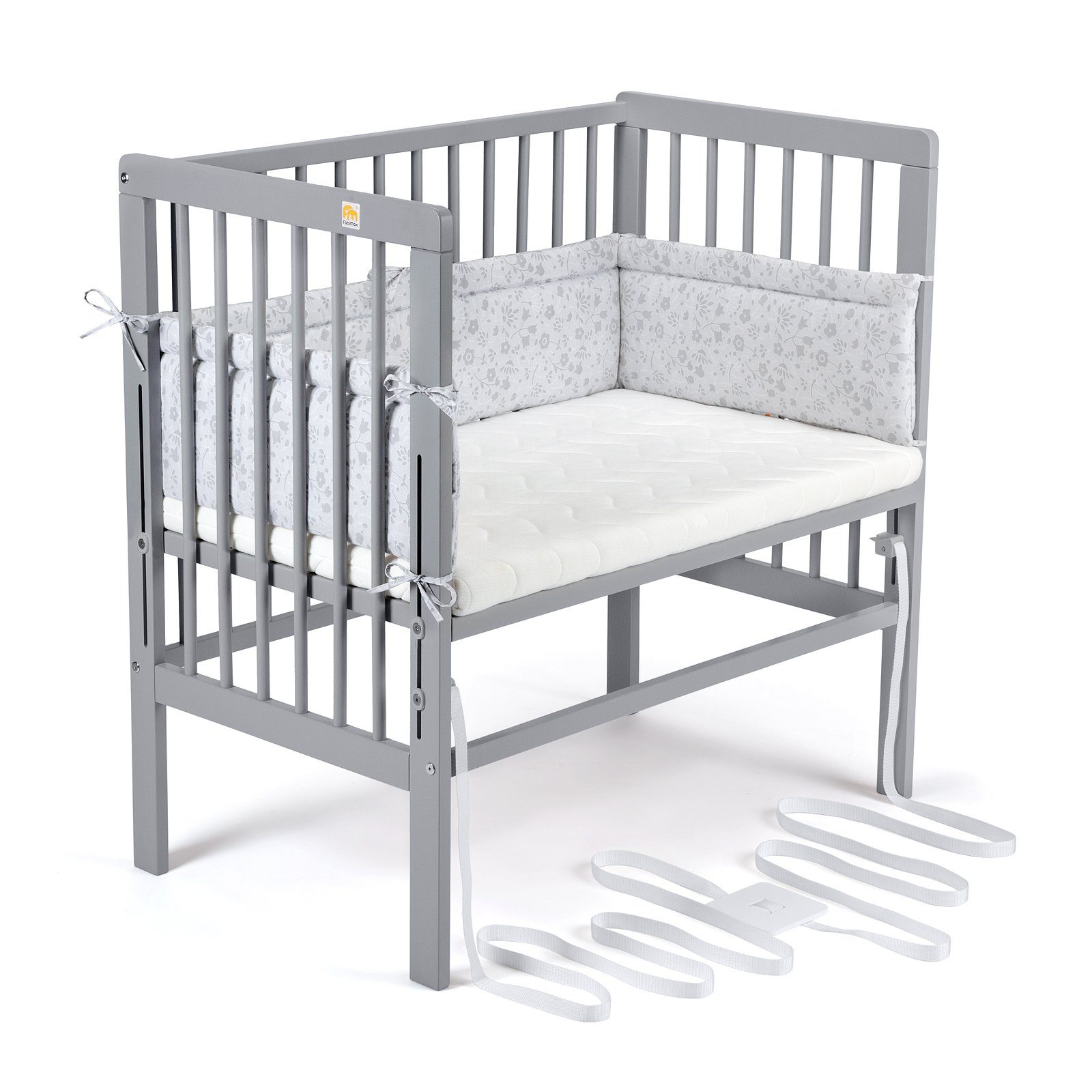 FabiMax Beistellbett Babybett Boxspring grau, 90 x 55 cm Liegefläche, aus B günstig online kaufen