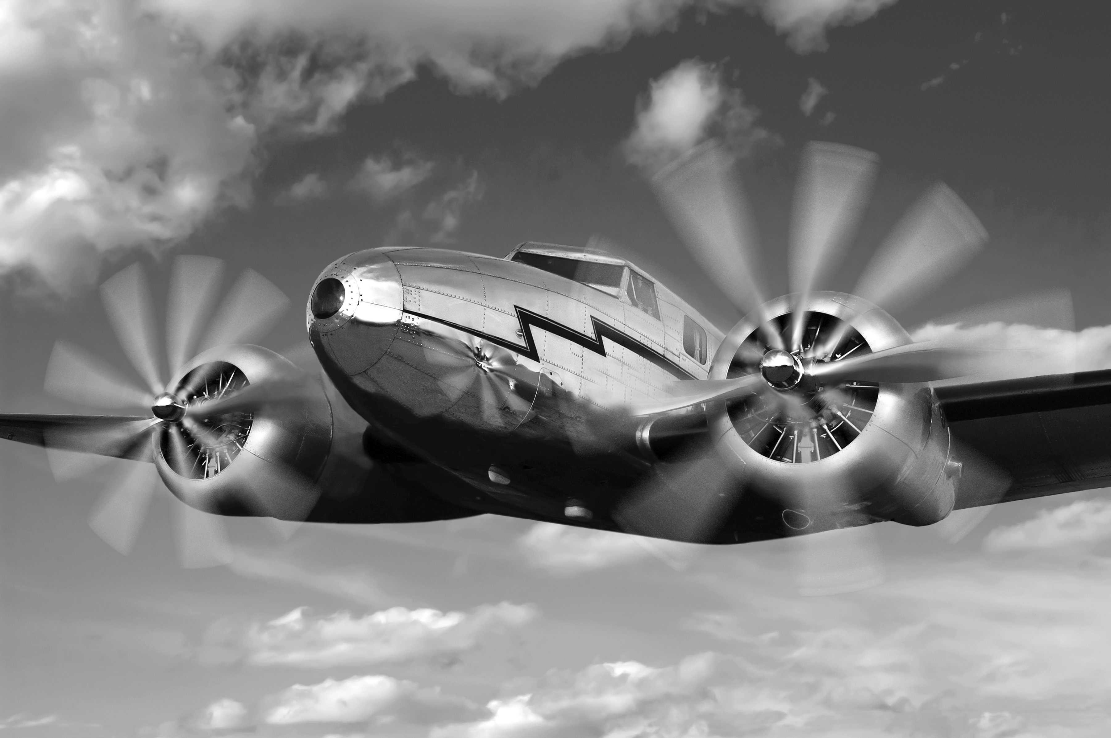 Papermoon Fototapete Weiß Schwarz Flugzeug &