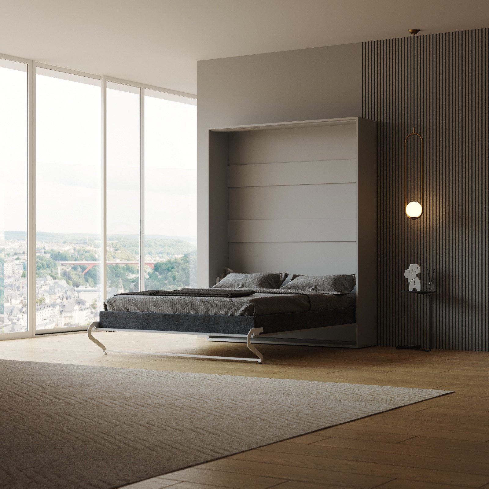 HeimLiving Schrankbett M1 160 x200 cm Vertikal mit Polsterrahmen Gasdruckfedern