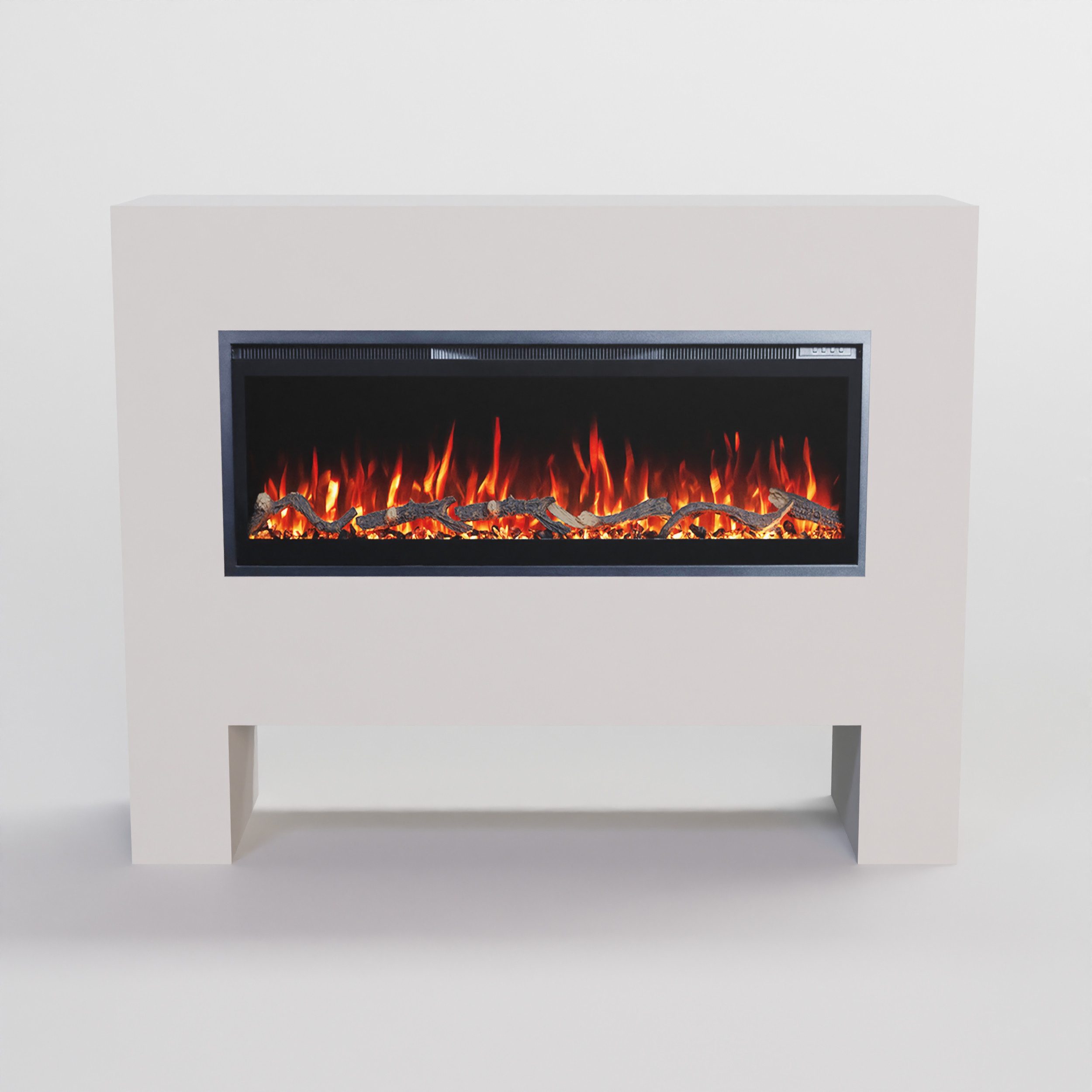 GLOW FIRE Elektrokamin Hermes weiß / grau / schwarz HERMES 3D LED Kamin mit Heizung, Elektrischer Kamin mit 3D Feuer mit Heizung, 2 Dekorationen
