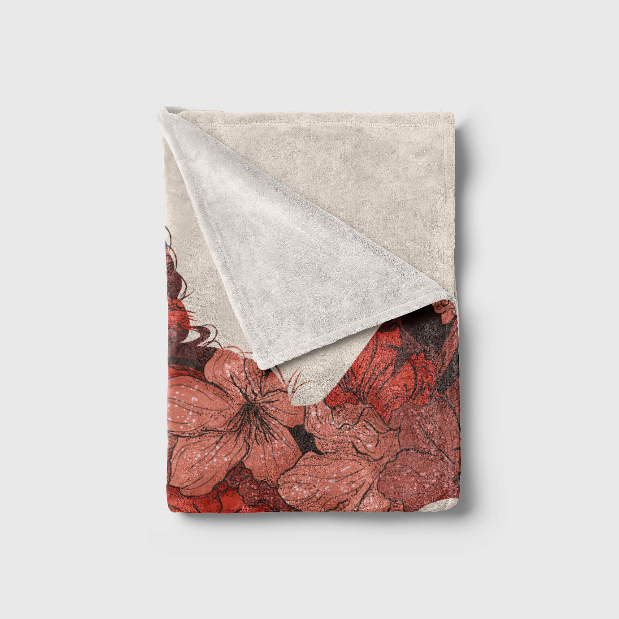 Sinus Art Baumwolle-Polyester-Mix Handtücher Blumen Fotomotiv Port, Handtuch (1-St), Frauen Saunatuch Strandhandtuch mit Kuscheldecke Handtuch