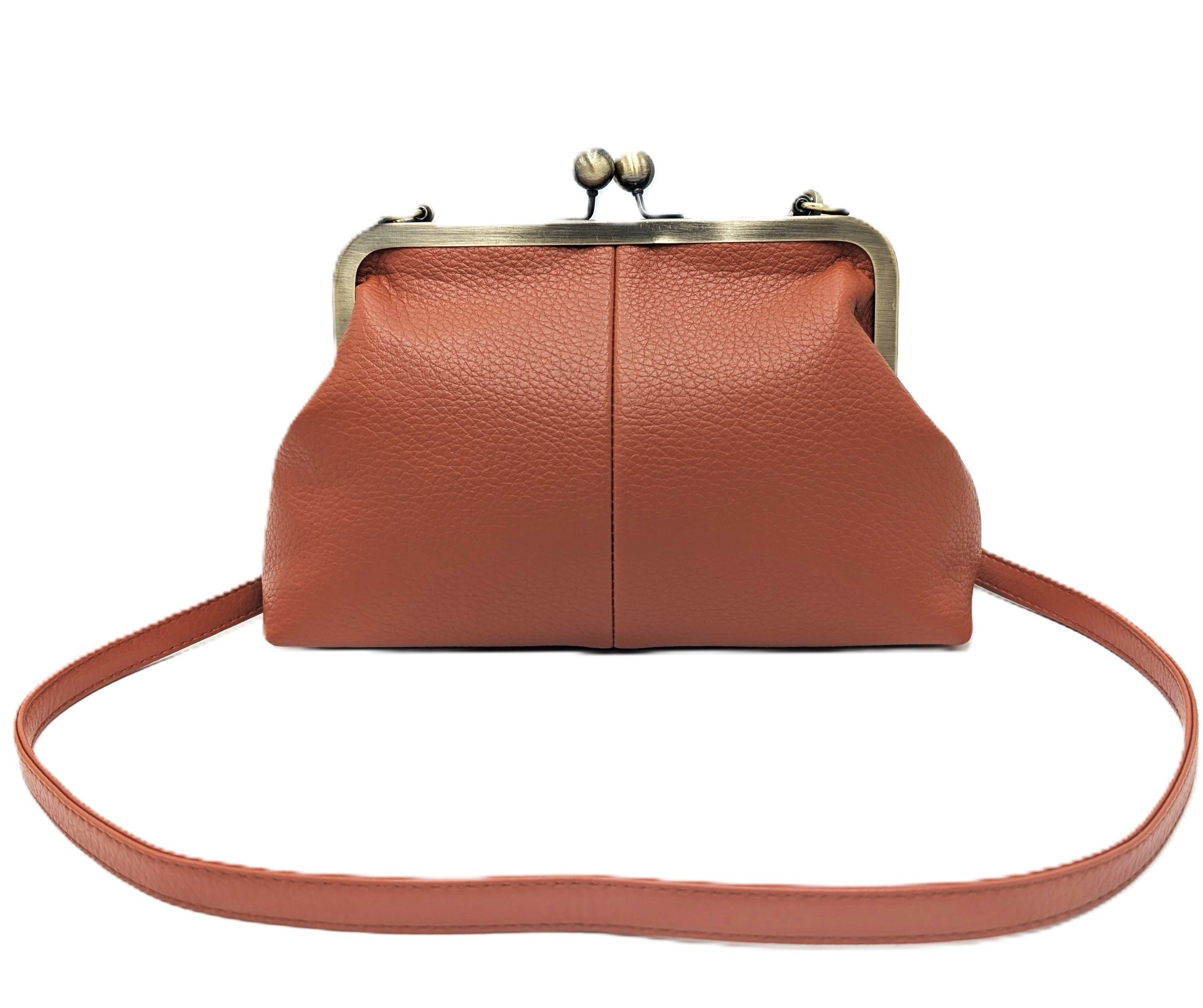 Mera Vellon Umhängetasche Damen Handtasche Novela, Umhängetasche aus veganem Leder und mit Clipverschluss