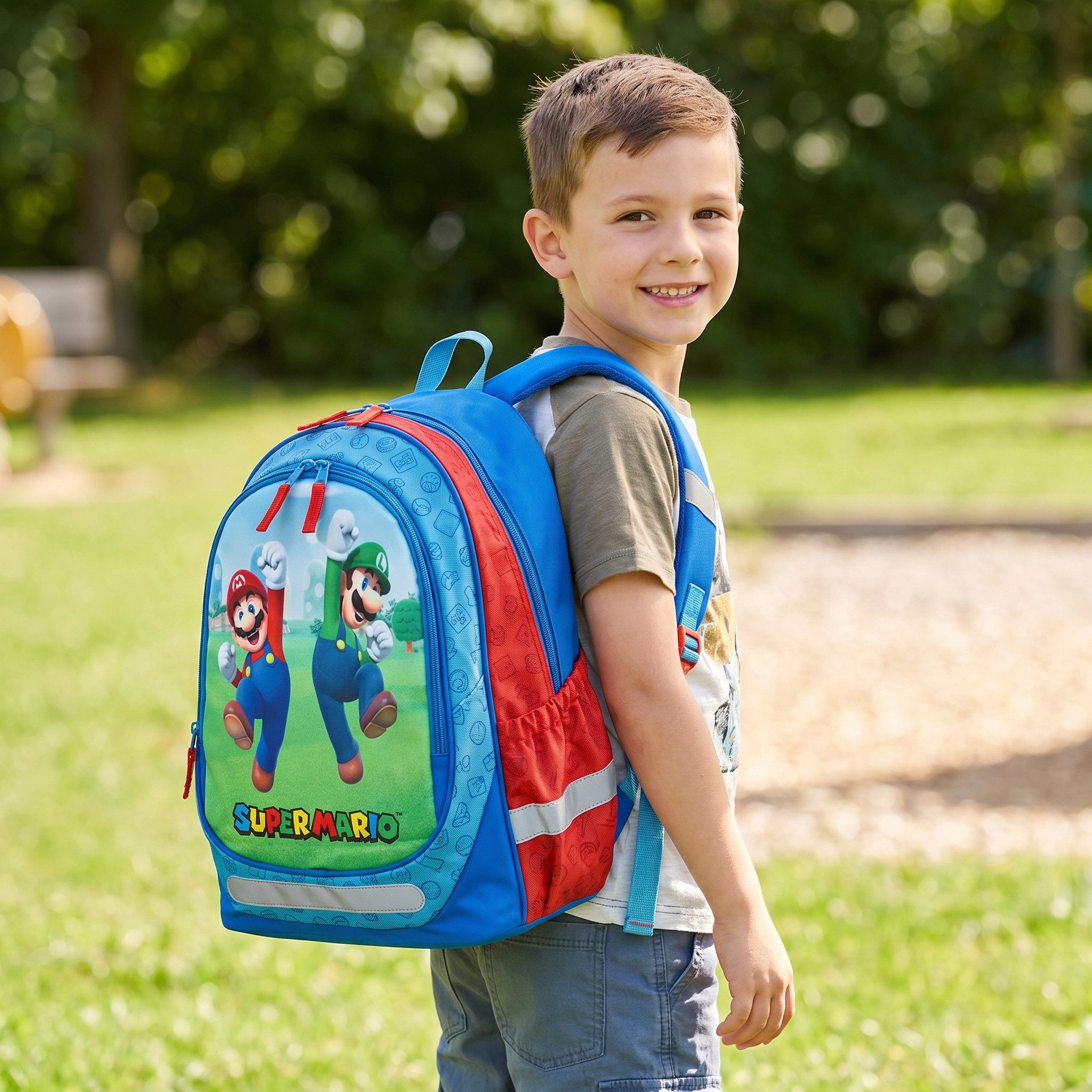 Kids Licensing Kinderrucksack Super Mario Luigi Jungen Rucksack Backpack Schultasche Gr. 44x34x15 cm
