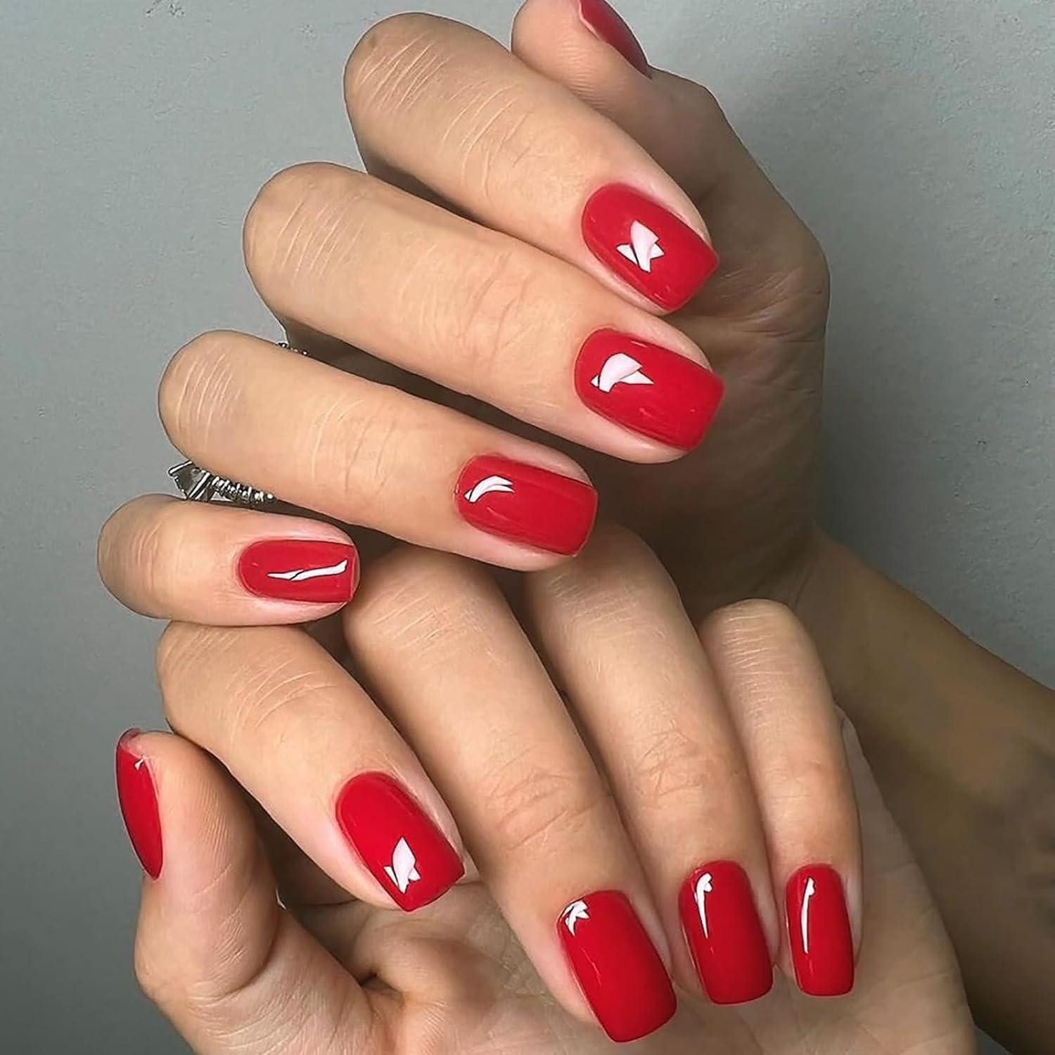 LuxusKollektion Kunstfingernägel 24er Set Eckige French Tip Nägel zum Aufkleben, Ballerina Acryl Fake
