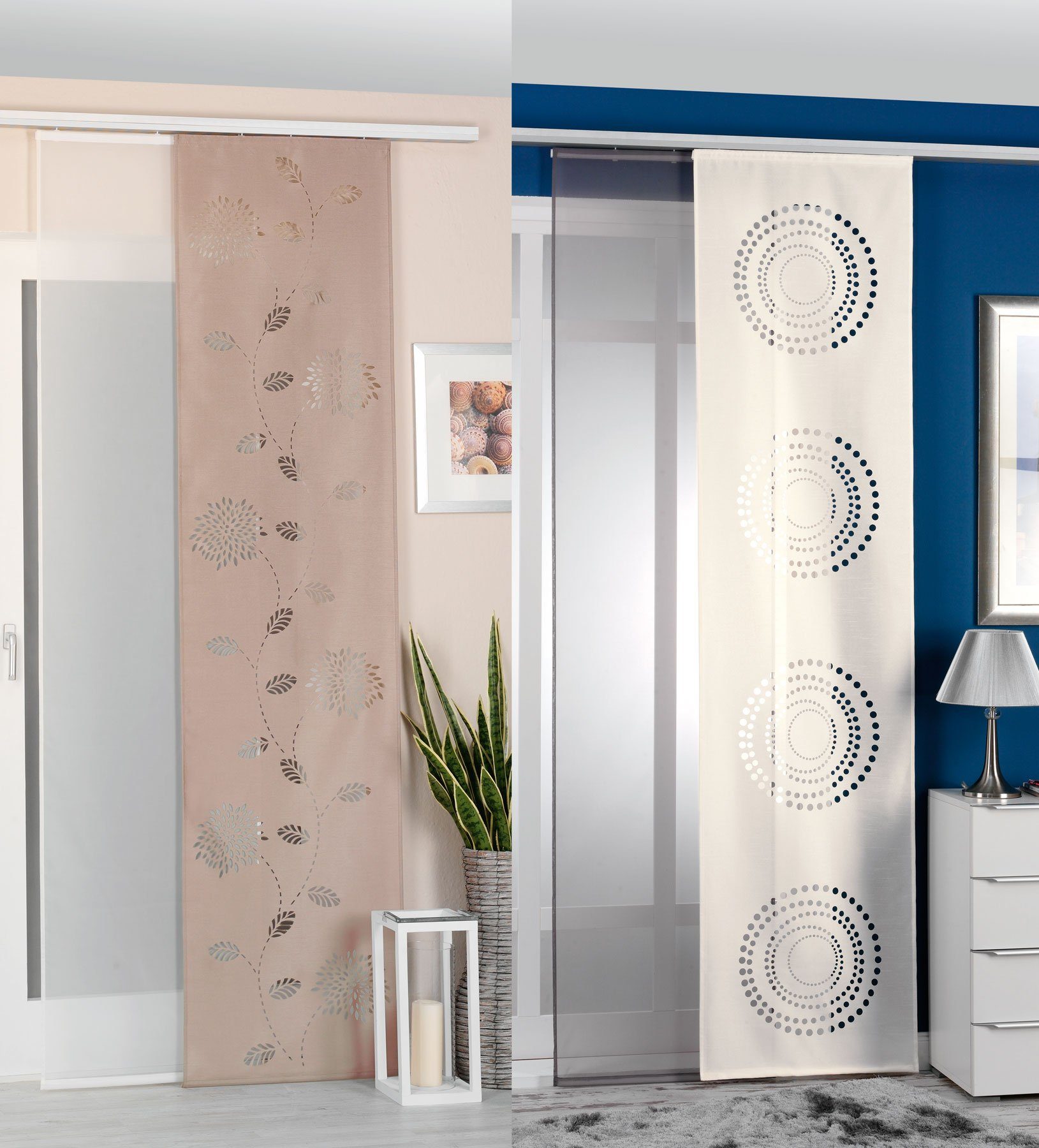 Gardinenbox Schiebegardine (2 St), Klettband, blickdicht, Wildseide Optik, günstig online kaufen