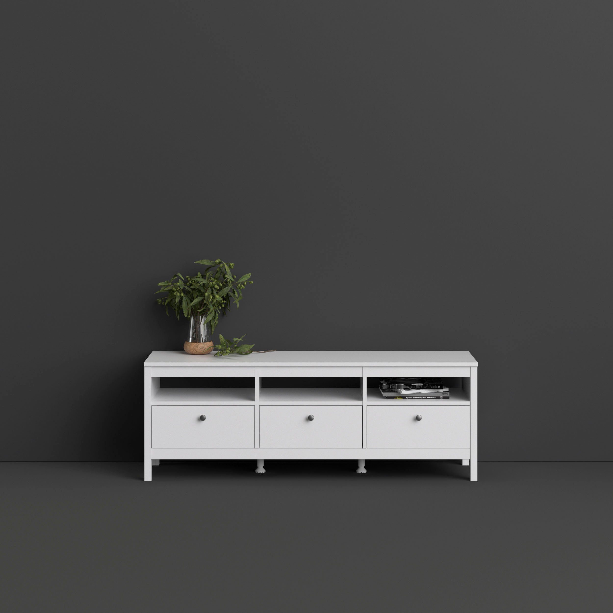 Home affaire TV-Bank Madrid, TV-Möbel, Fernsehtisch, TV-Unit, Media-Möbel, Sideboard, mit 3 Schubladen und 3 offenen Fächern, Breite 151 cm, Höhe 54 cm