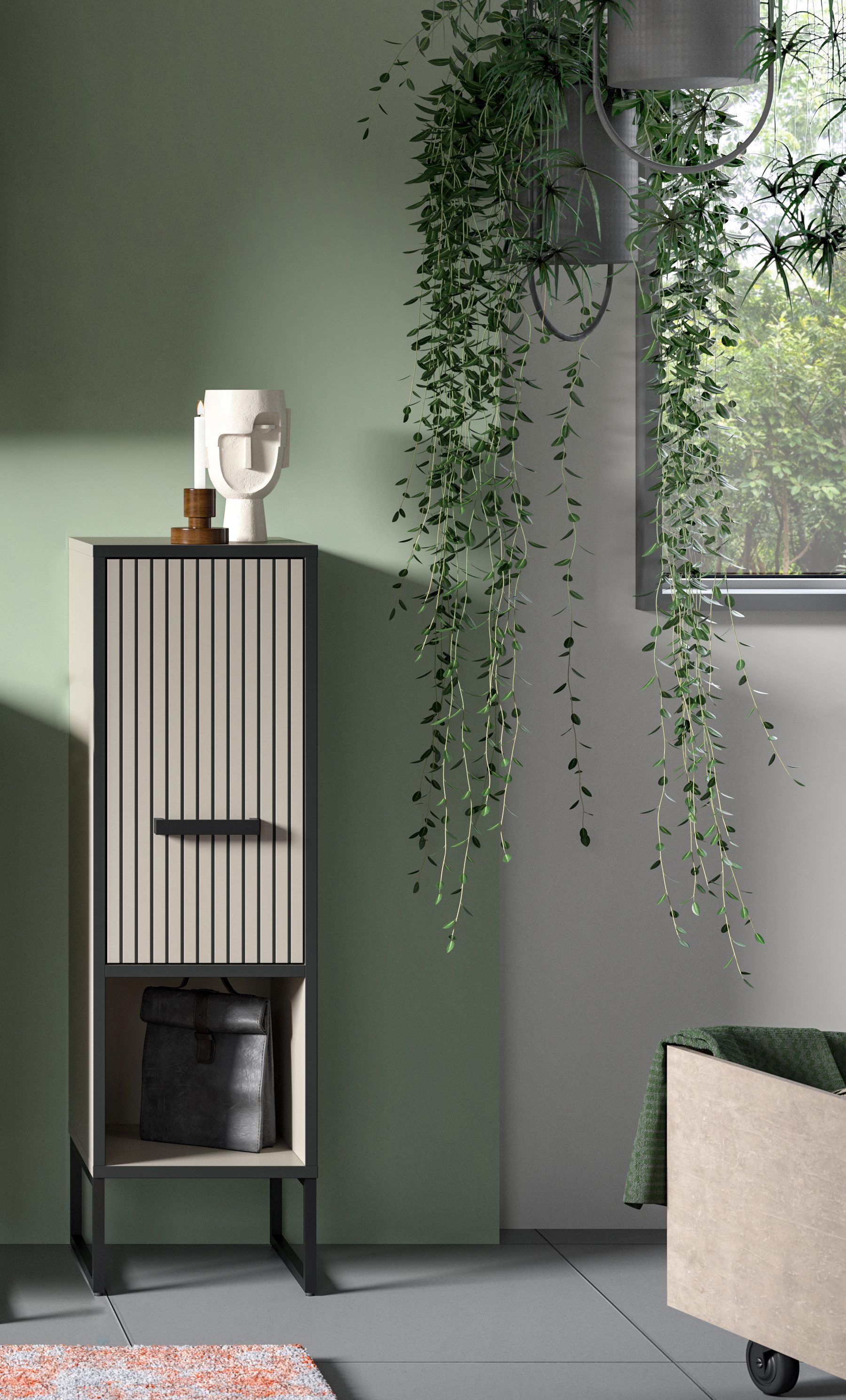 welltime Unterschrank Locri, Höhe 101 cm, 1 Tür (1-St) Türanschlag wechselbar, modernes Design, Badschrank, Bad