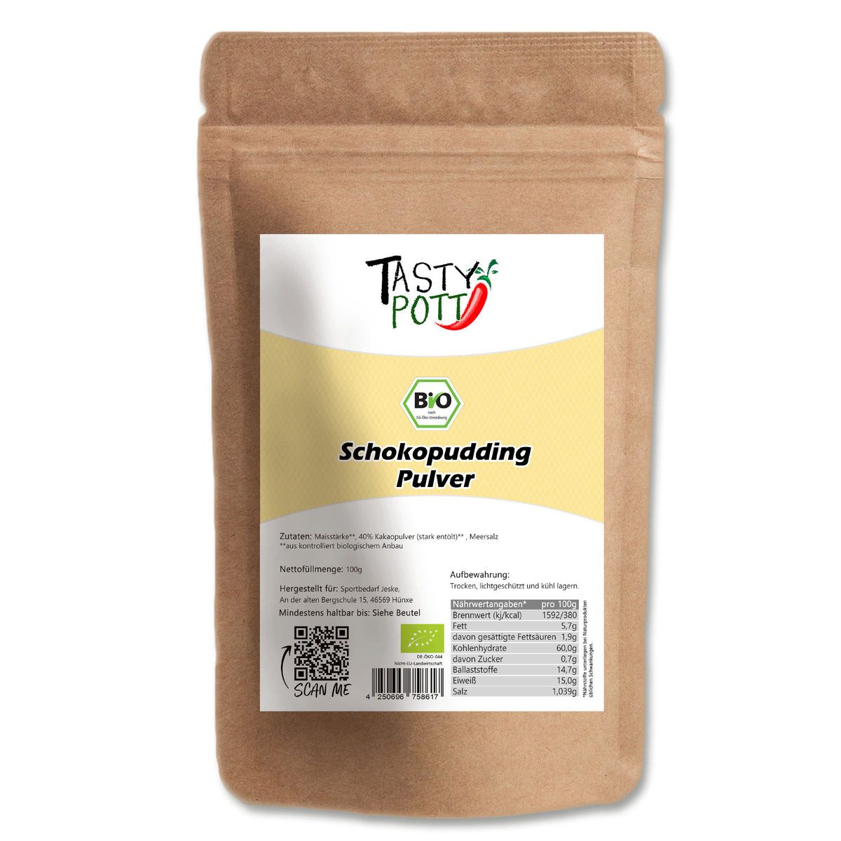 Tasty Schokolade Tasty Pott Bio Schoko Pudding Pulver 100g