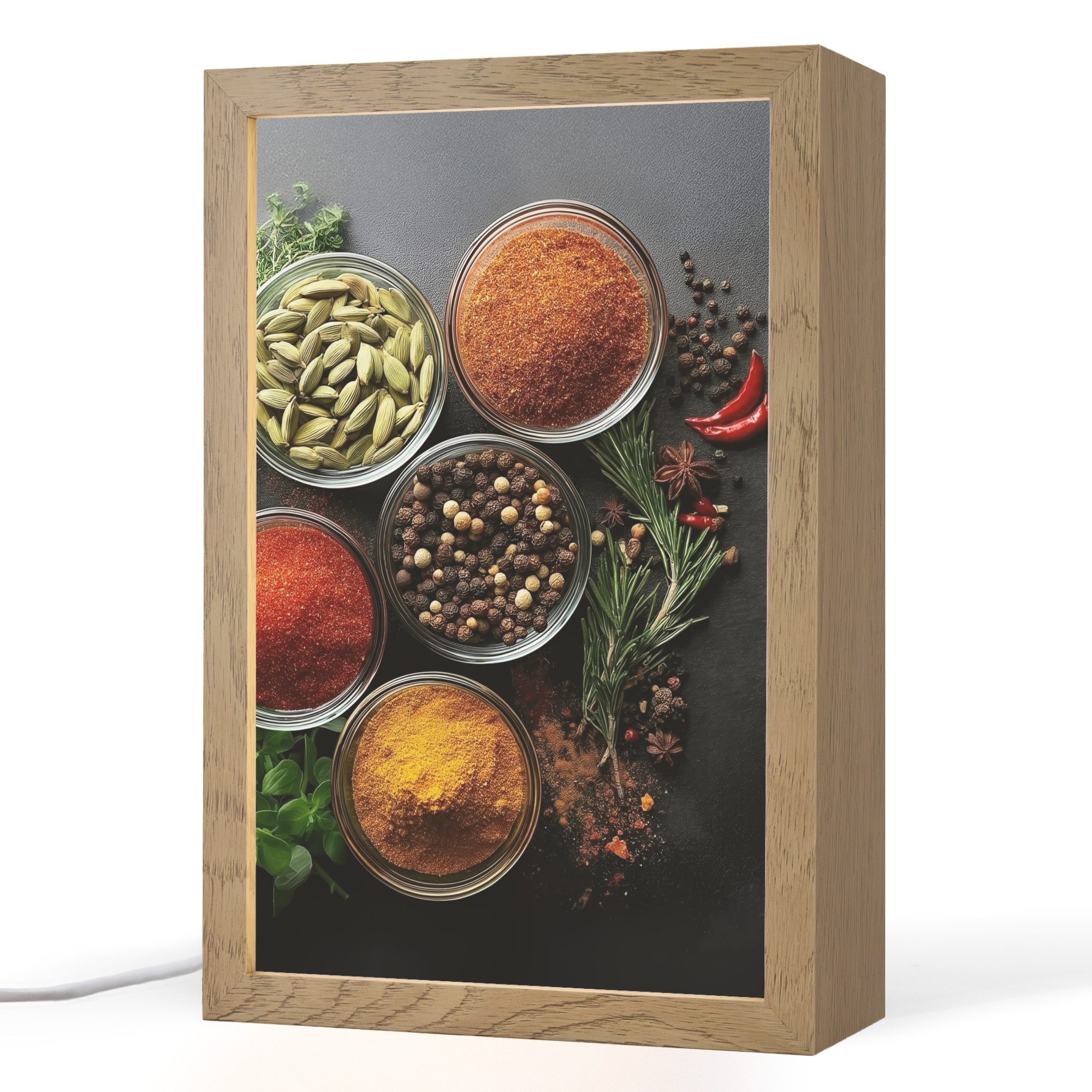 OnlyWow Tischleuchte Lightbox Gläser - Tabletts - Blätter - Kräuter, Dimmbar, Farbwechsel, LED, Warmweiß, Kaltweiß, Neutralweiß Einstellbar, Tischlampe, Schreibtischlampe, Desk, Dimmbar, mit Kabel, LED