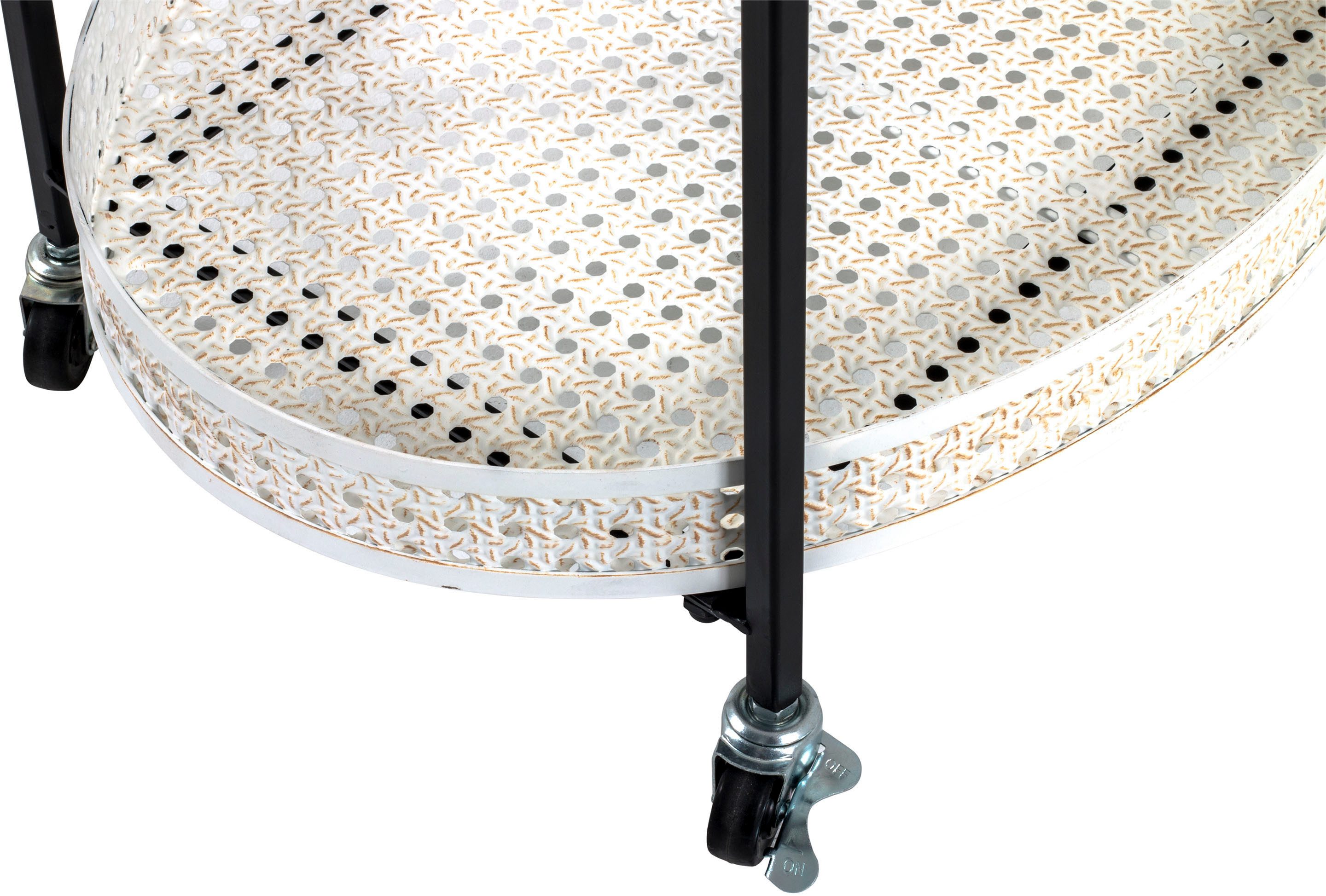 HAKU Servierwagen Dinett, Kaffeetisch, Küchenwagen, Serviertisch, Teewagen, Trolley, (1 St), oval - aus Metall Weiß B/T/H 60/40/70 cm