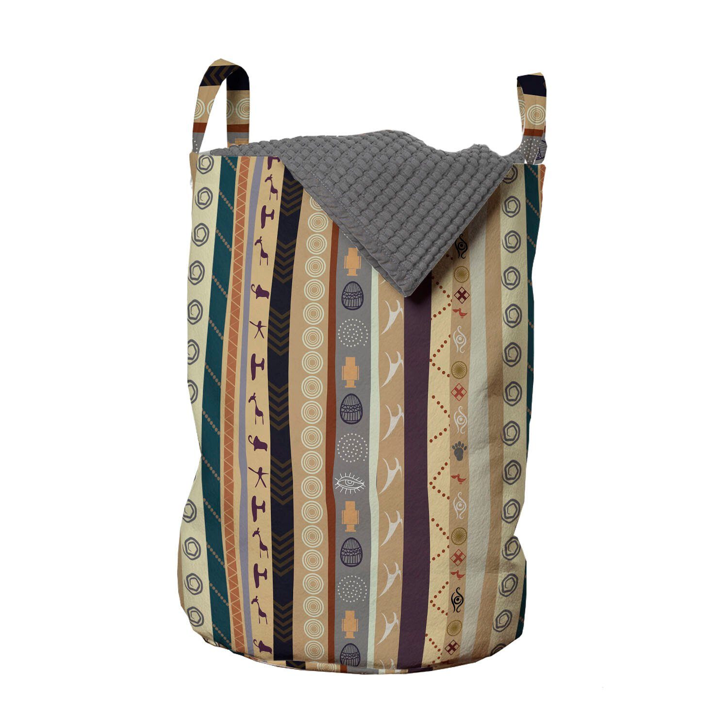 Abakuhaus Wäschesäckchen Wäschekorb mit Griffen Kordelzugverschluss für Waschsalons, Jahrgang traditionelle Verzierungen