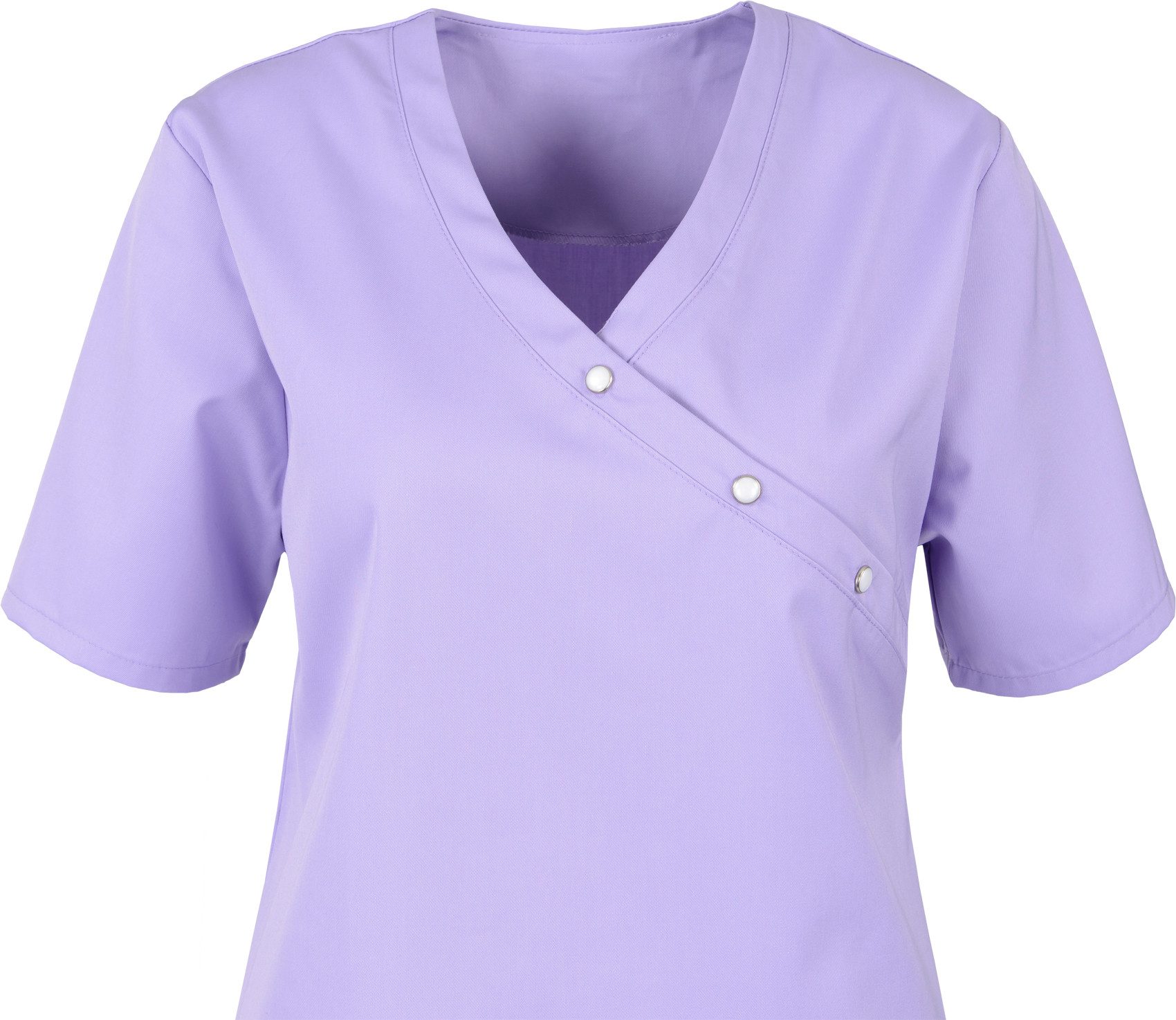 BEB Schlupfbluse beb MEDIZIN/PFLEGE Damen KASACK Kurz V-Neck Baumwollmix Flieder – Bild 3 von 5