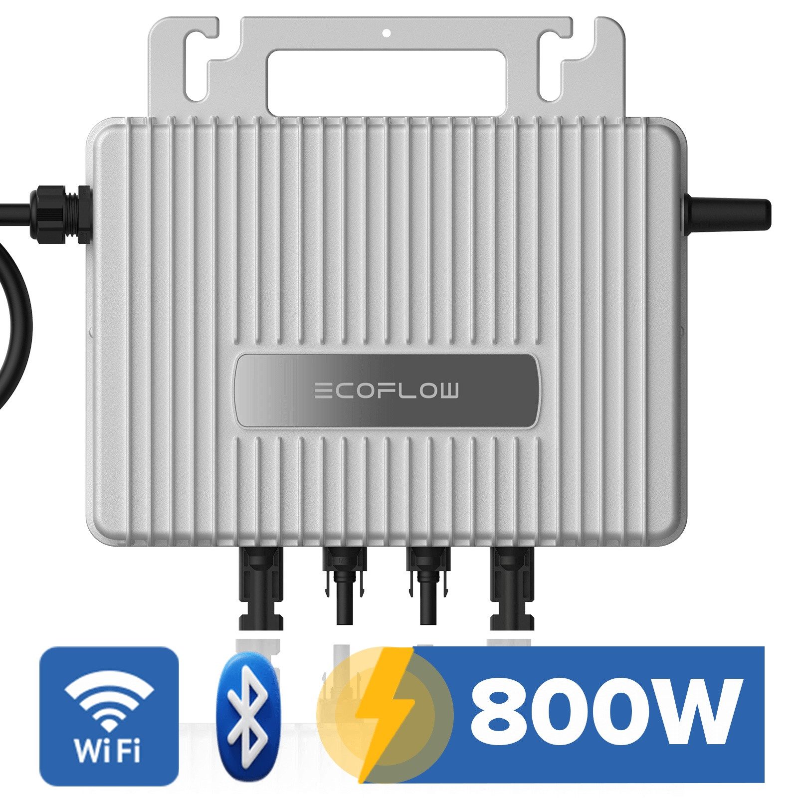 SUNNIVA Wechselrichter EcoFlow Stream Mikro-Wechselrichter 800 W –für Balkonkraftwerk, (Plug-&-Play mit 2× MPPT, IP67, WLAN & Bluetooth, inkl. 5 m Anschlusskabel + 4× 1 m Solar-Verlängerungskabel)